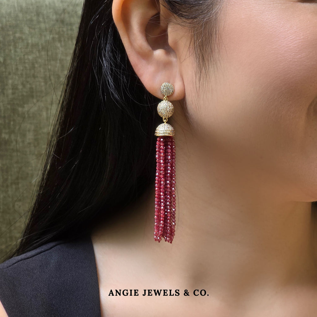 Combo Ruby Tassel Earring in Gold