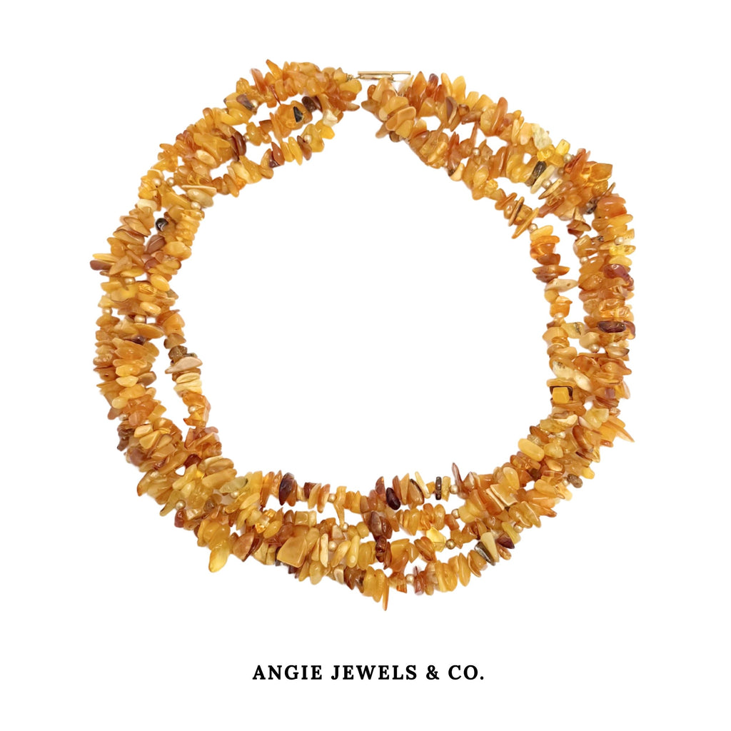 Twisted Multi-strand Amber Choker Necklace
