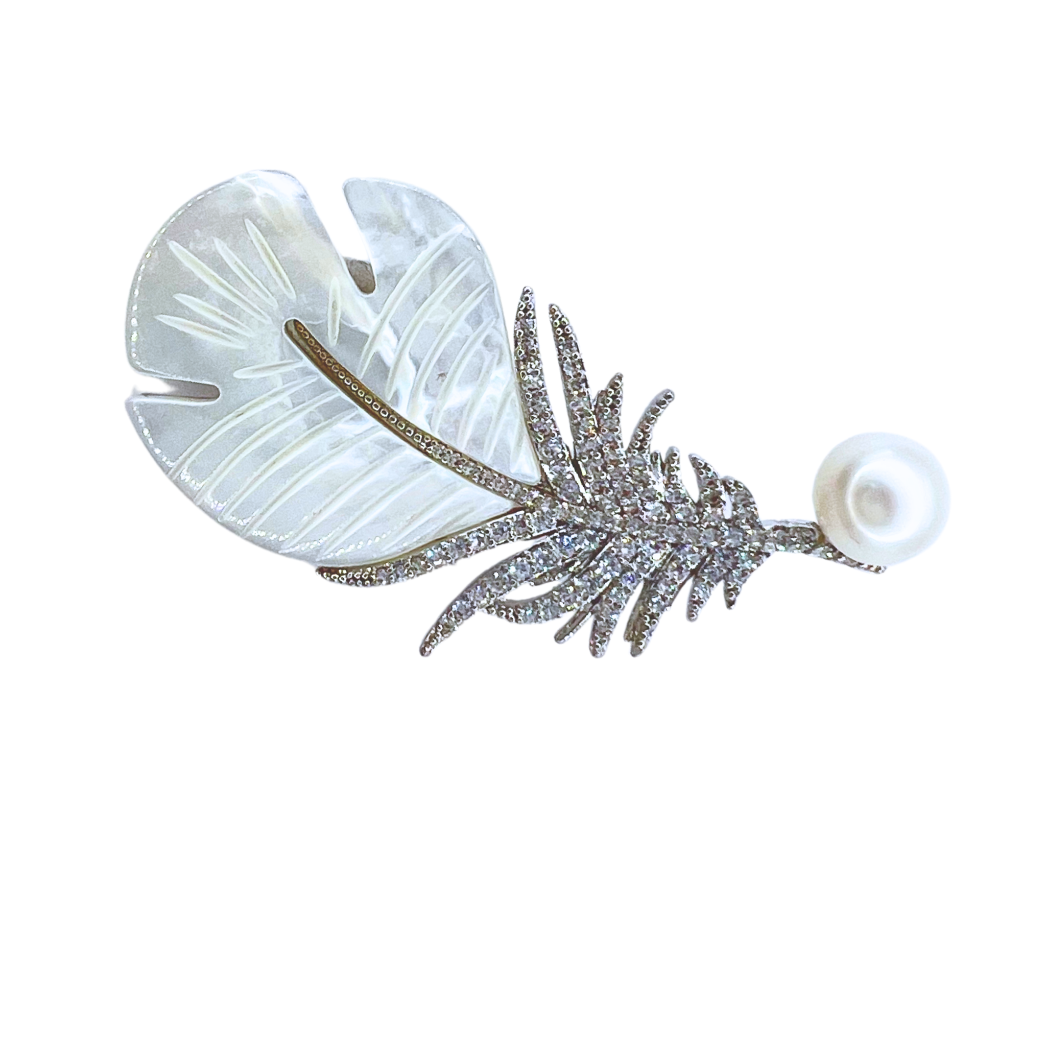 Enchanted Shell Quill Freshwater Pearl Brooch