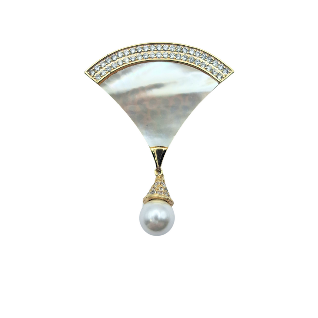 Fan Shell Pearl Brooch