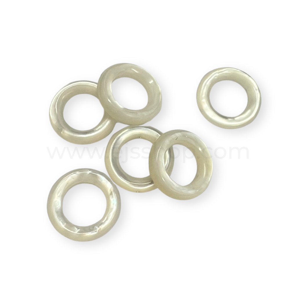 Puff Ring White Shell 12mm with Hole