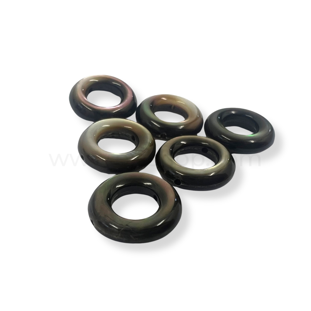 Puff Ring Black Shell 12mm with Hole