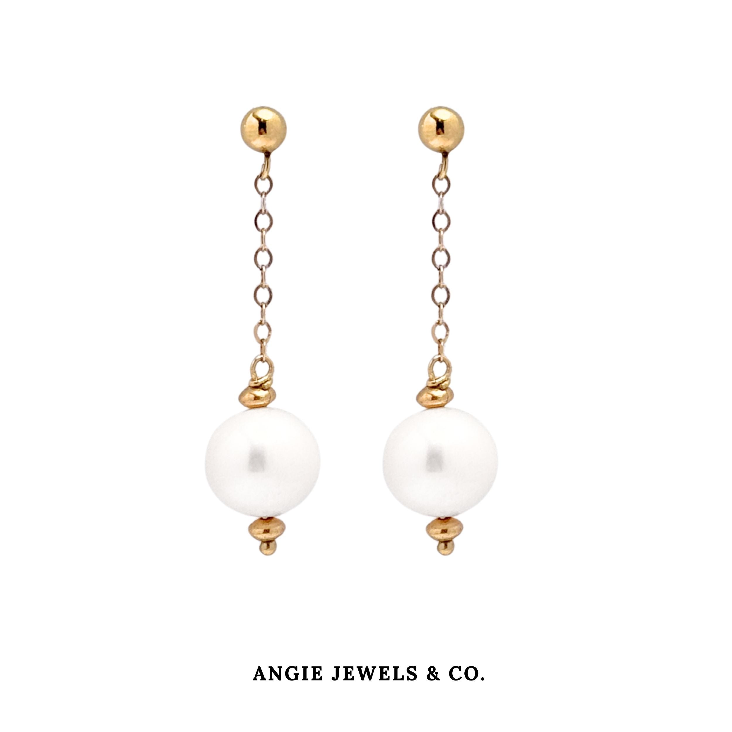 14k Gold Filled 10mm Yuri Pearl Drop Earrings