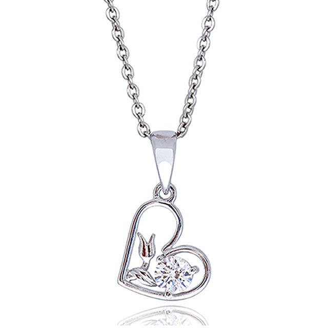 Flower Heart Pendant Necklace Premium