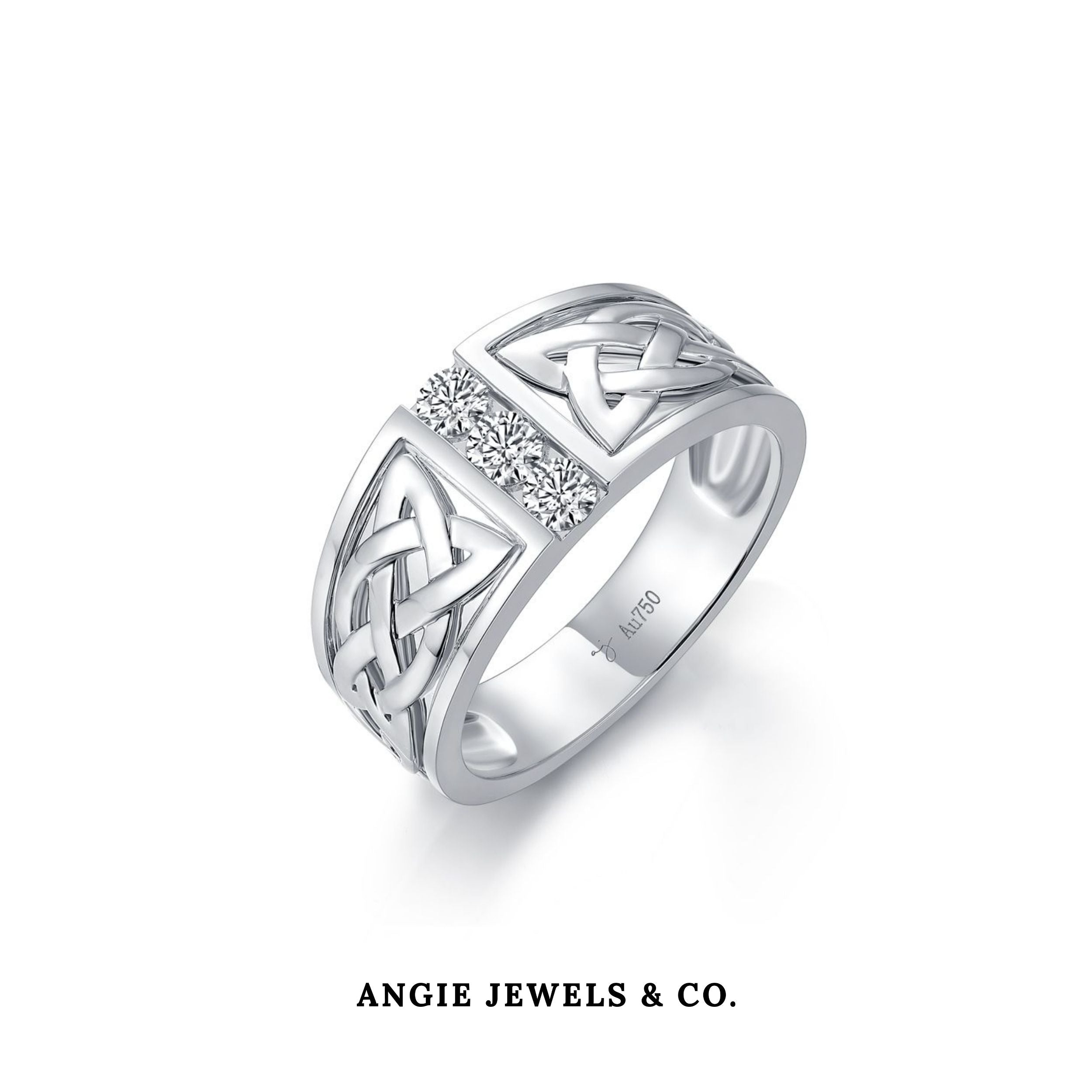 18K White Gold Tribal Vintage With Diamond