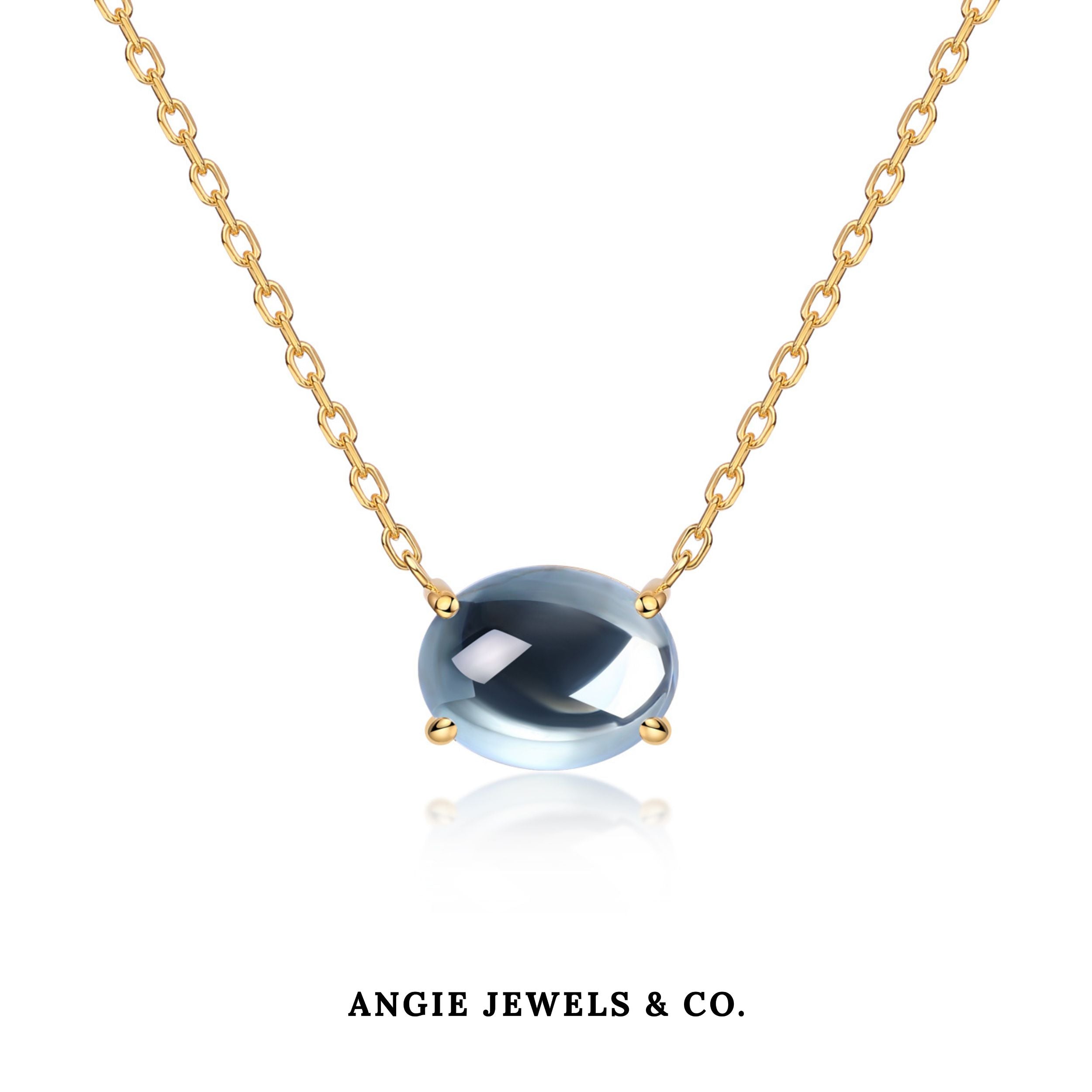 18K Yellow Gold Aquamarine Pendant Necklace
