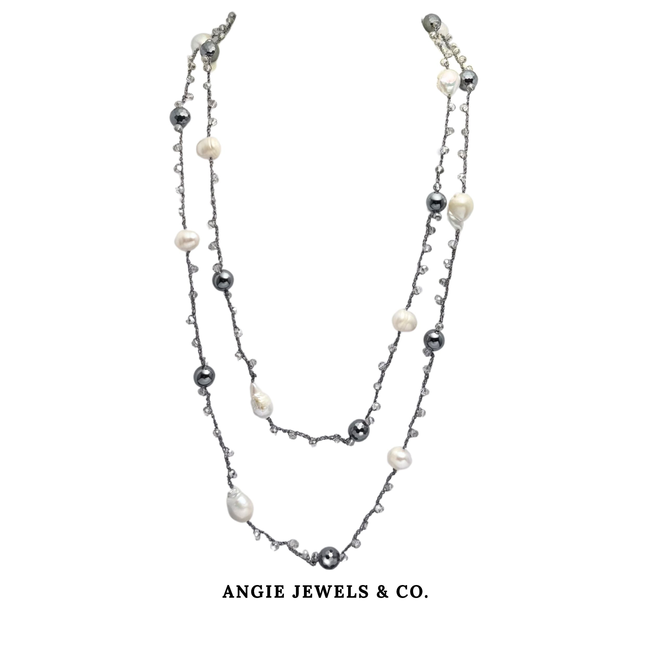 Silky Black Multiway with Freshwater Baroque Pearls