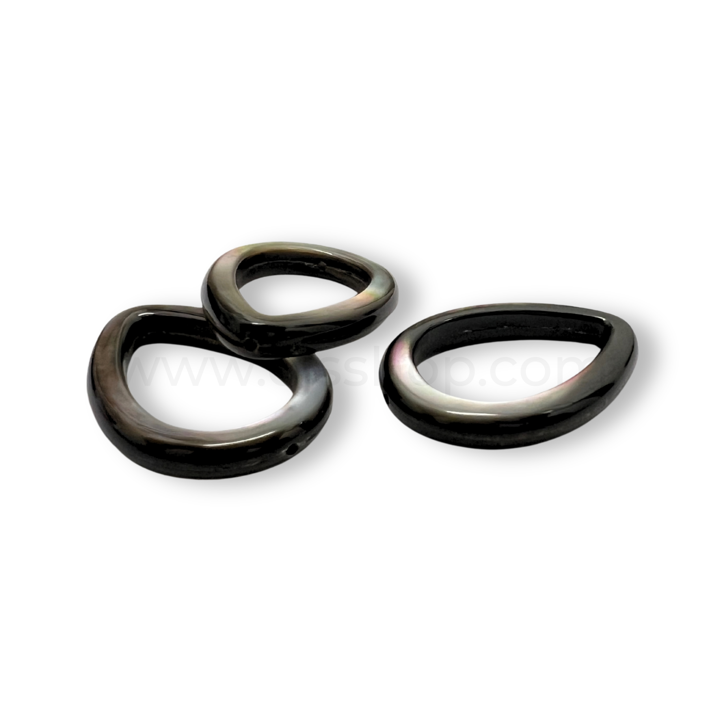 Puff Ring Pear Shape Black Shell 18x25mm