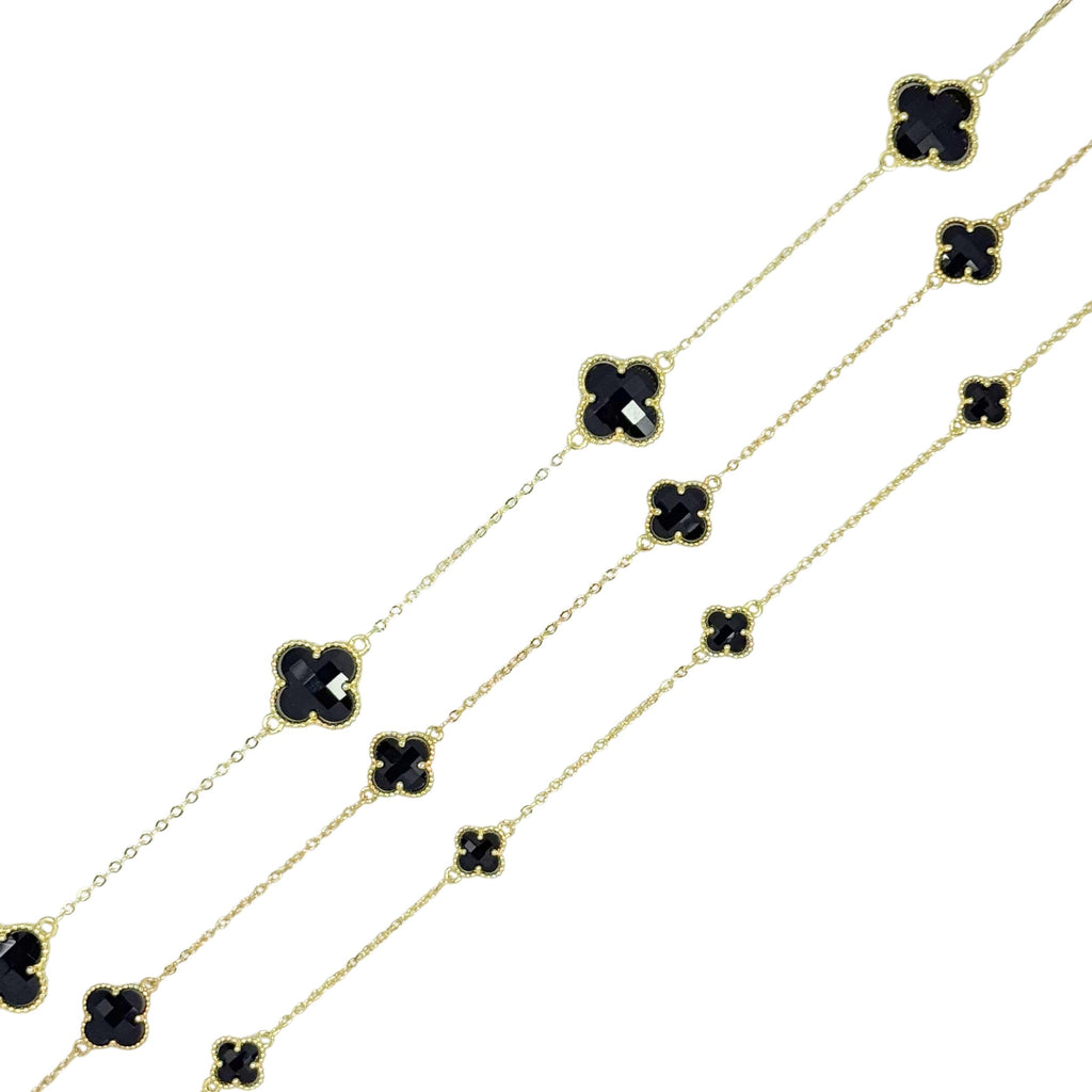 Clover Black Onyx Chain