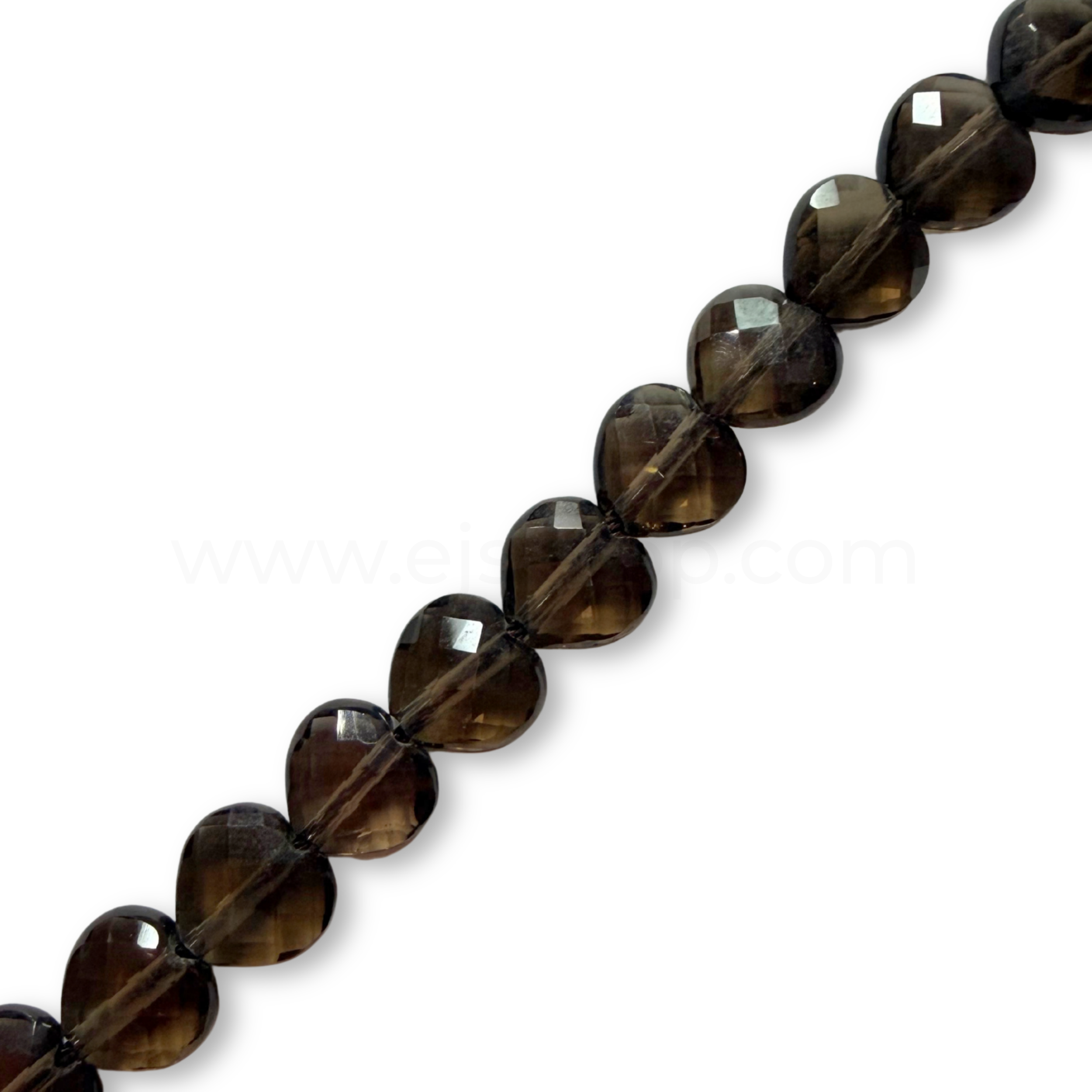 3D Heart Faceted Smoky Quartz 8mm