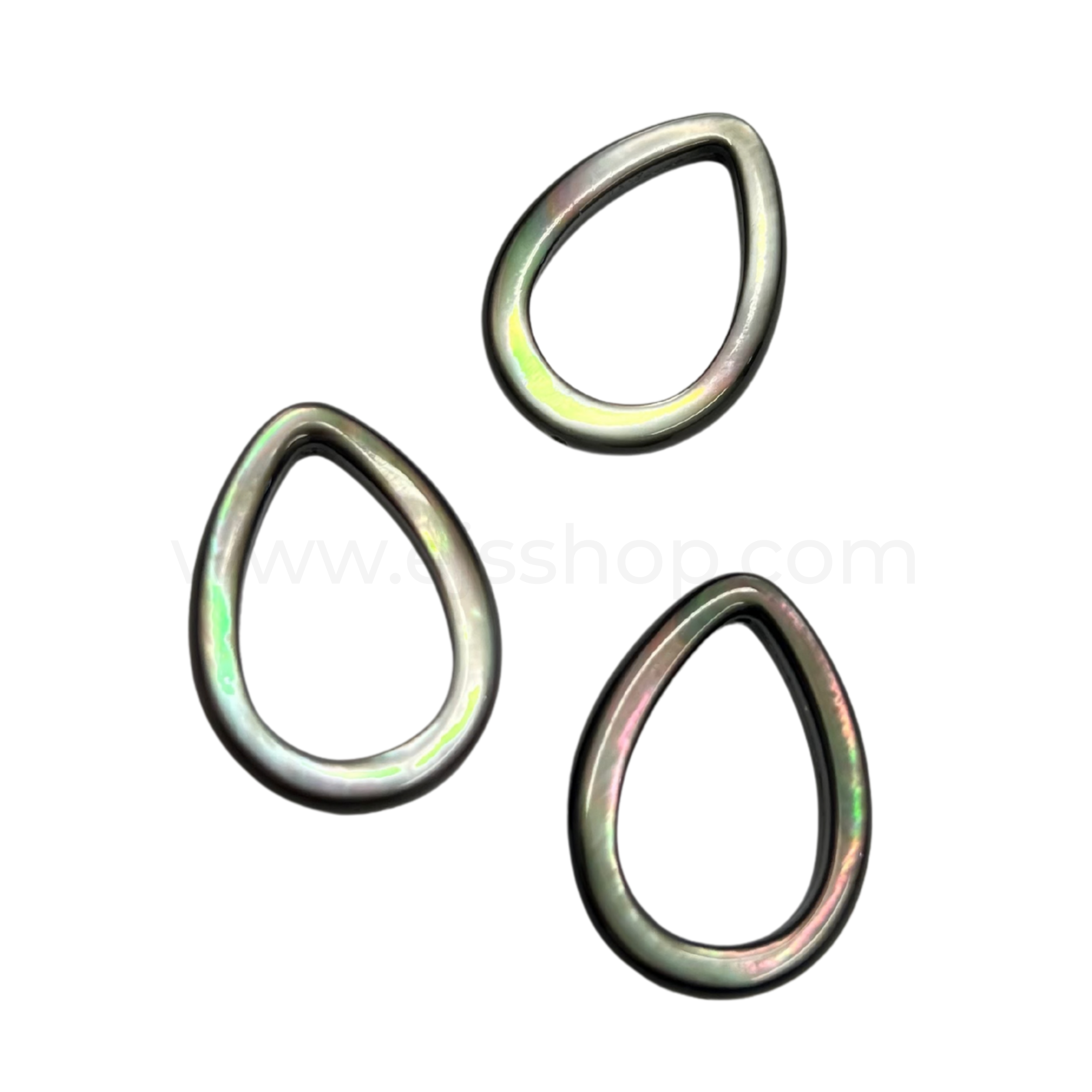 Puff Ring Pear Shape Black Shell 18x25mm