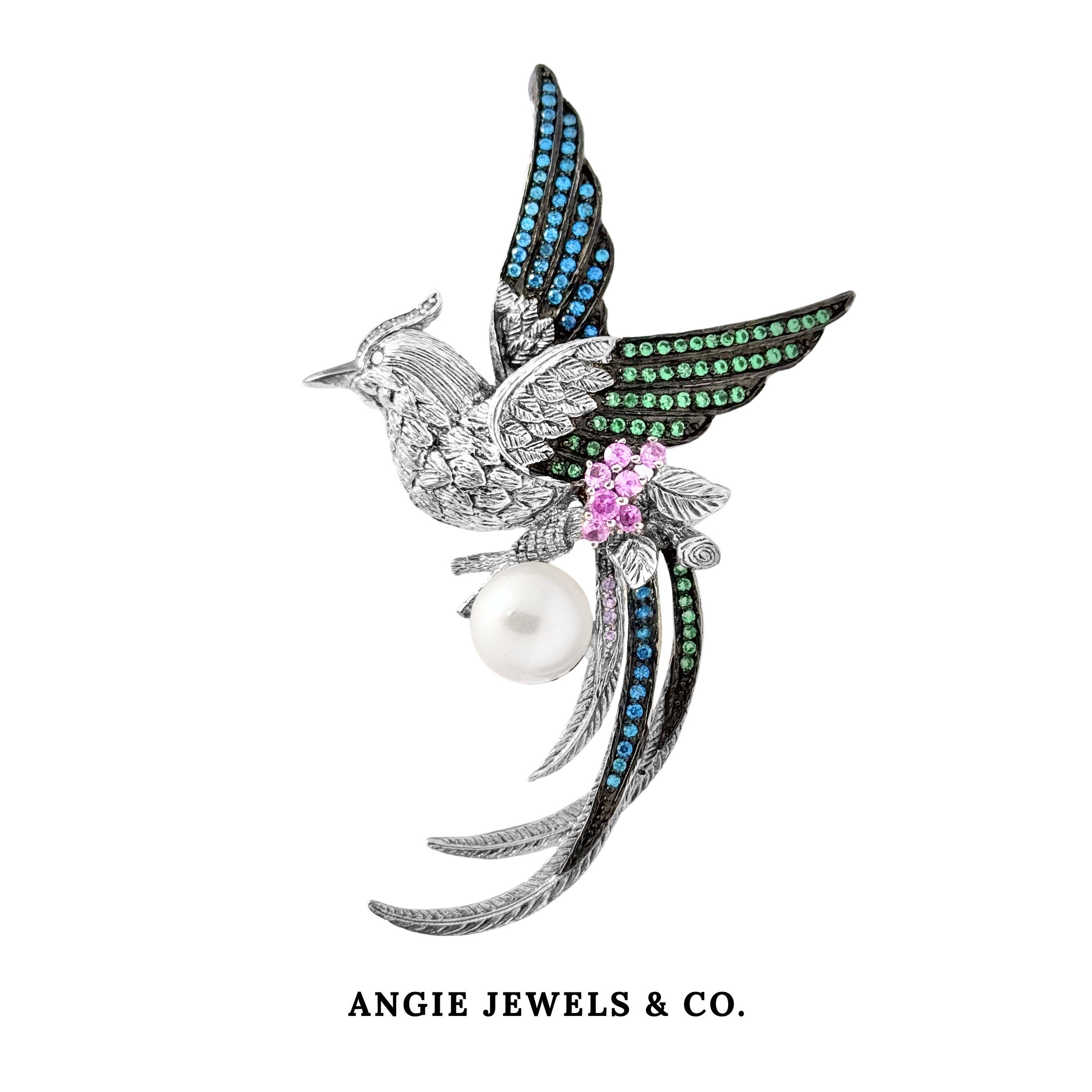 Emerald Swallow Brooch