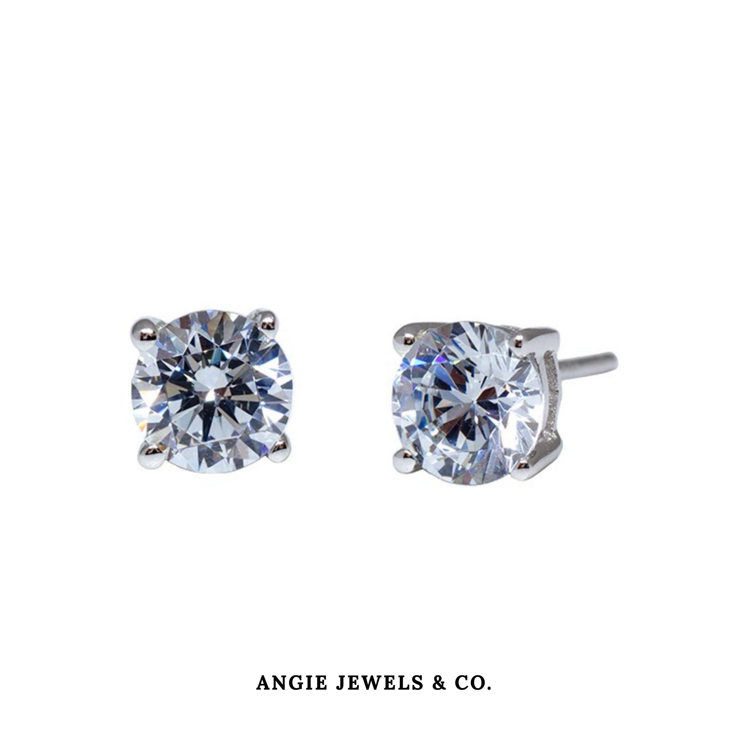 4 Prong Solitaire Stud Earrings Made With Swarovski Zircon