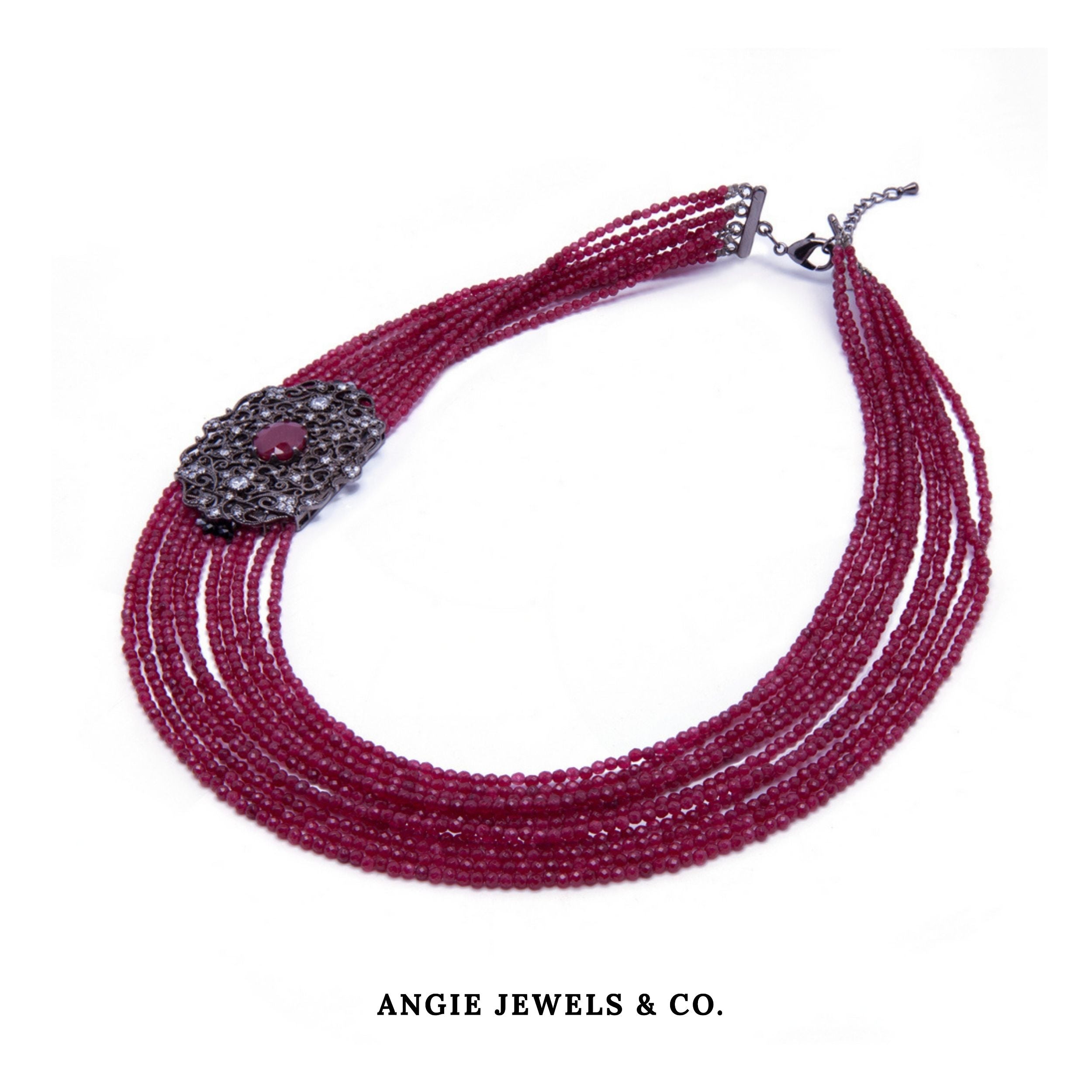 Strata Regal Multilayer Crystal Necklace in s925 Sterling Silver
