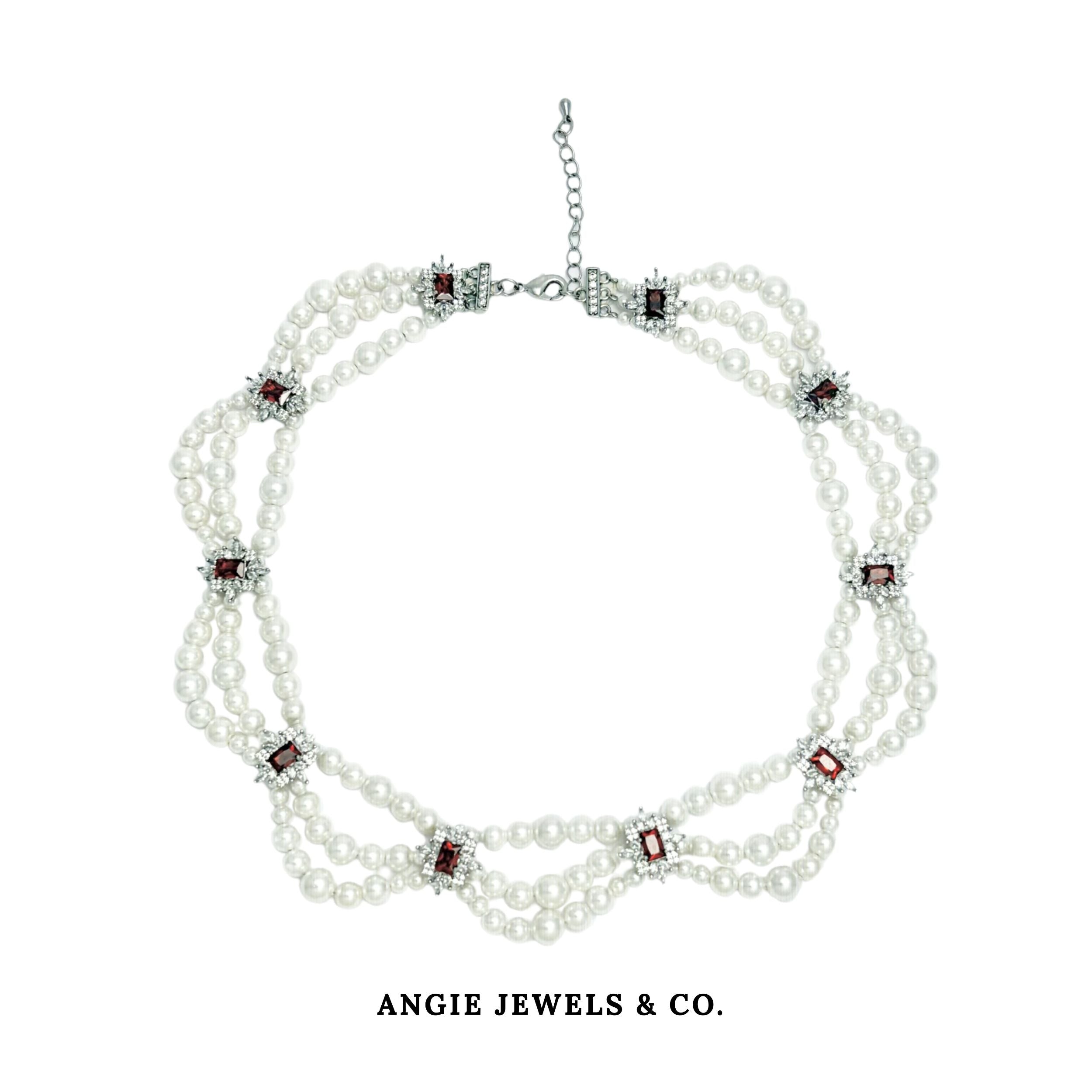 Scarlet Shell Pearl Silver Necklace