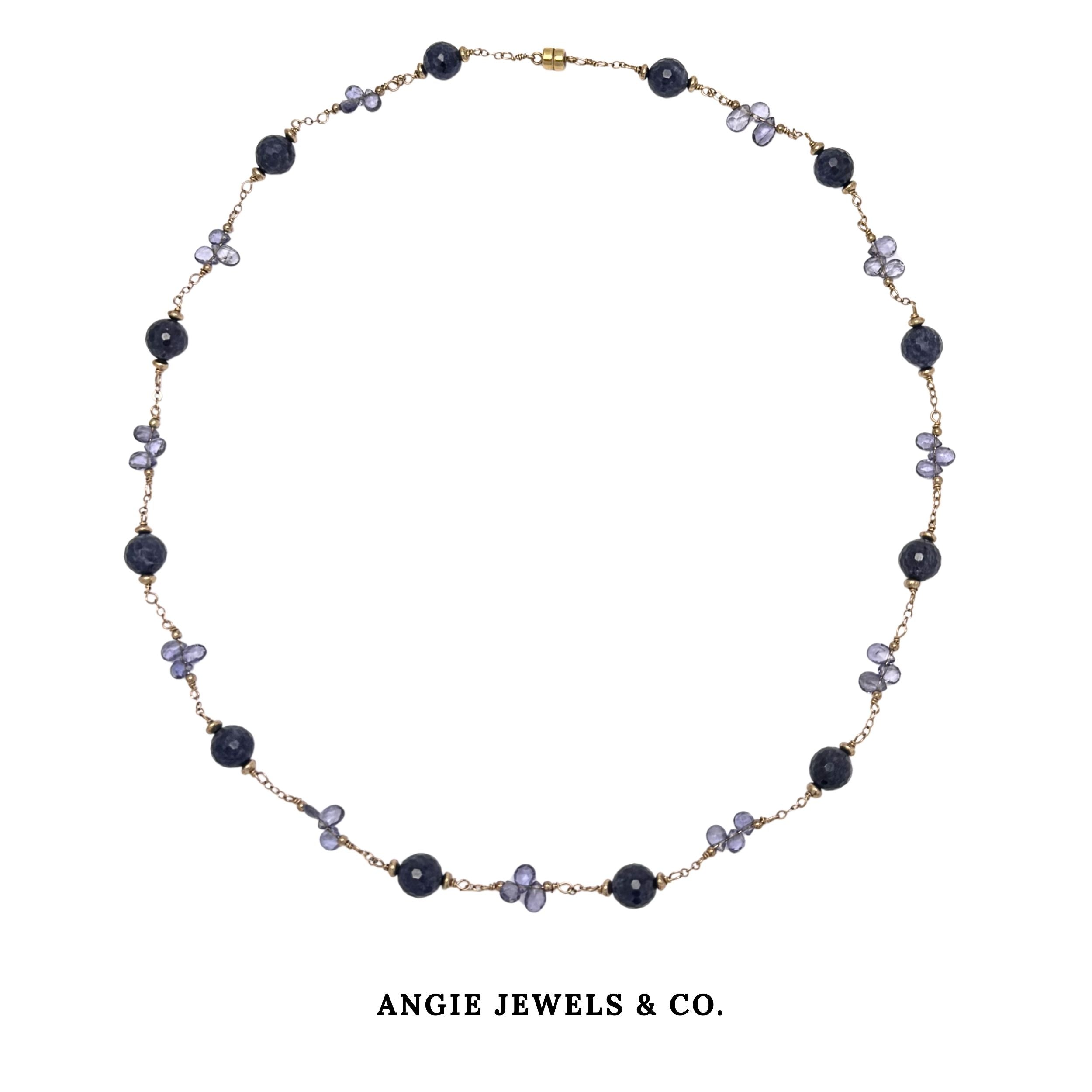 Bella Blue Sapphire and Kynite Necklace with 14K Gold Filled