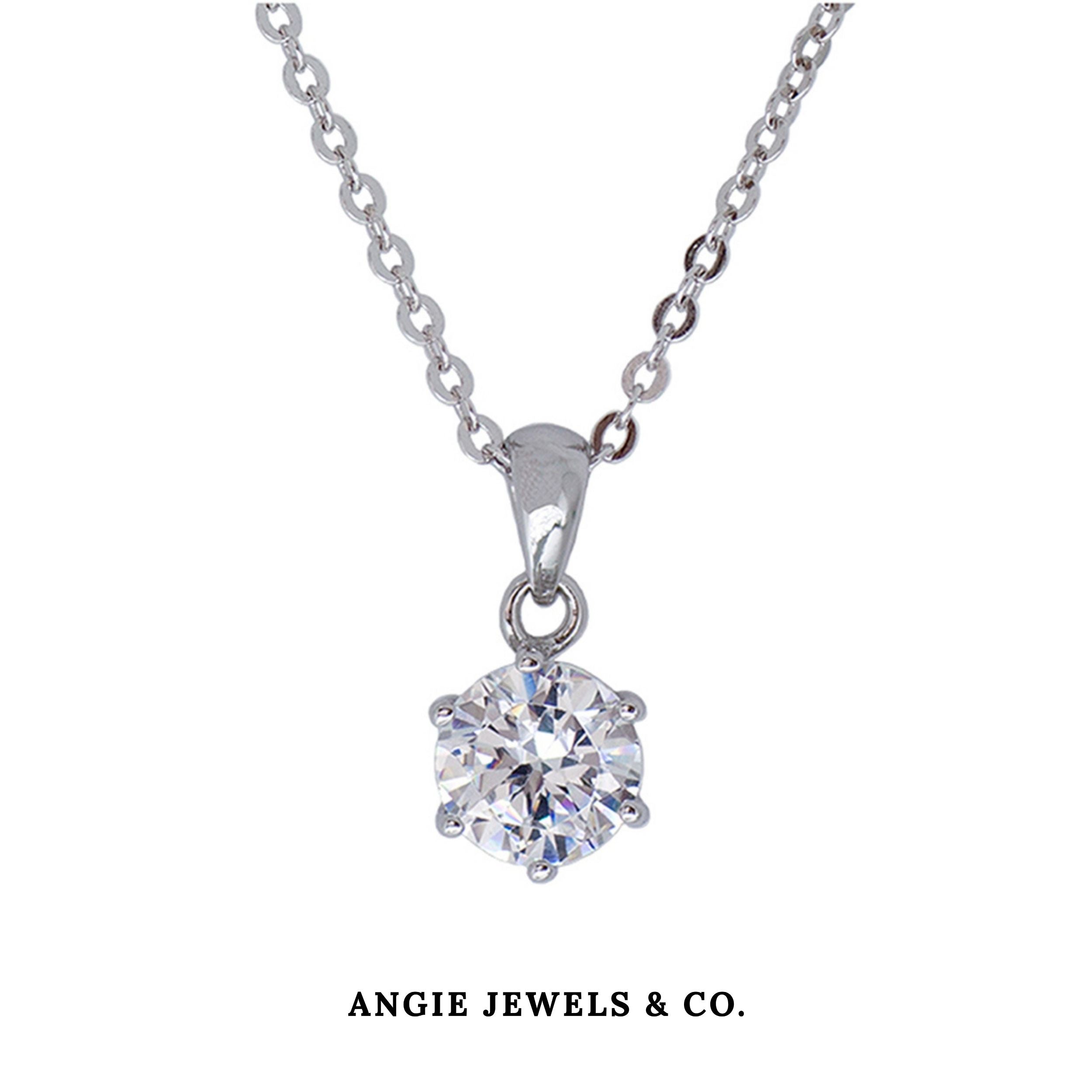 6 prong Solitaire Pendant Necklace
