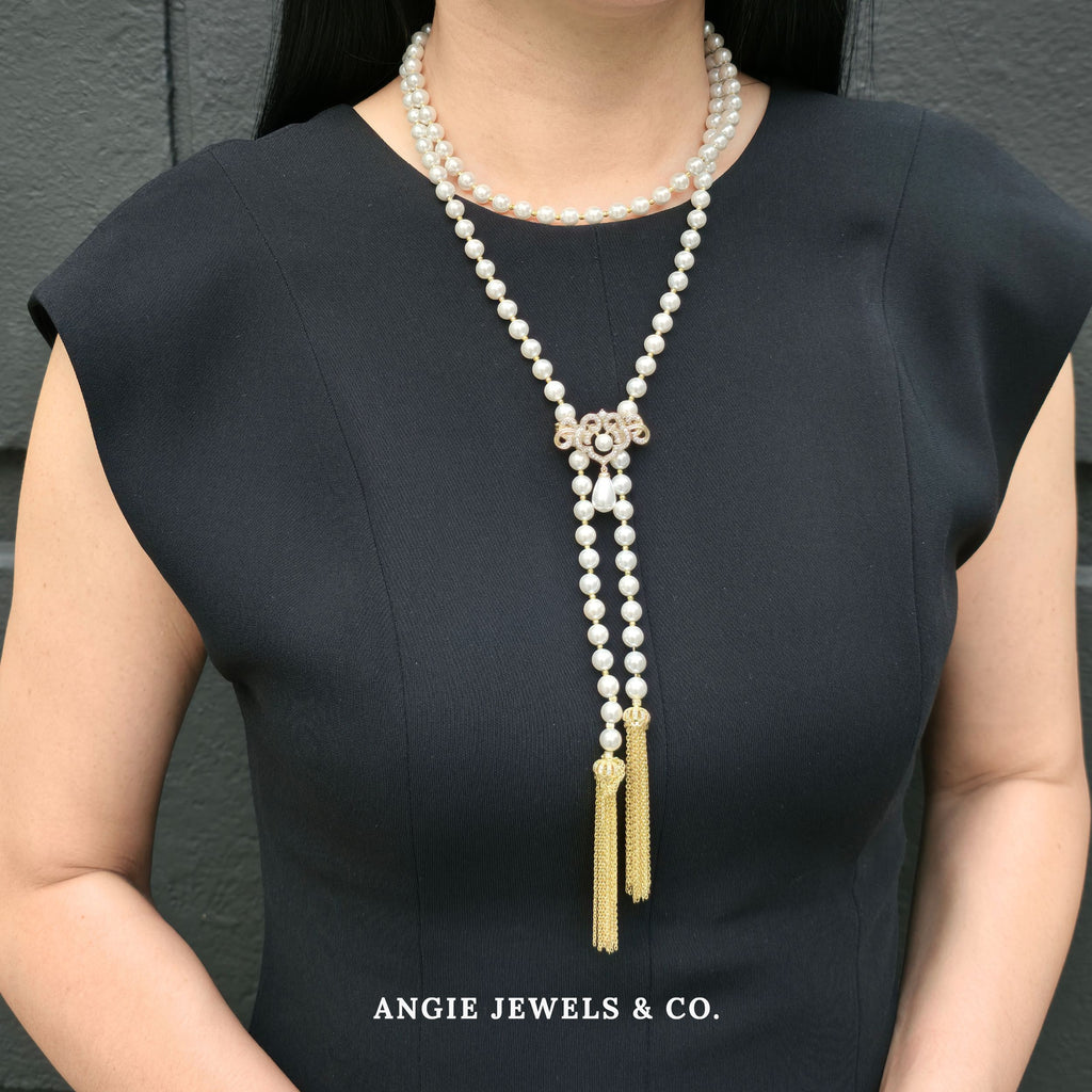 Riata Rice Shell Pearl Necklace