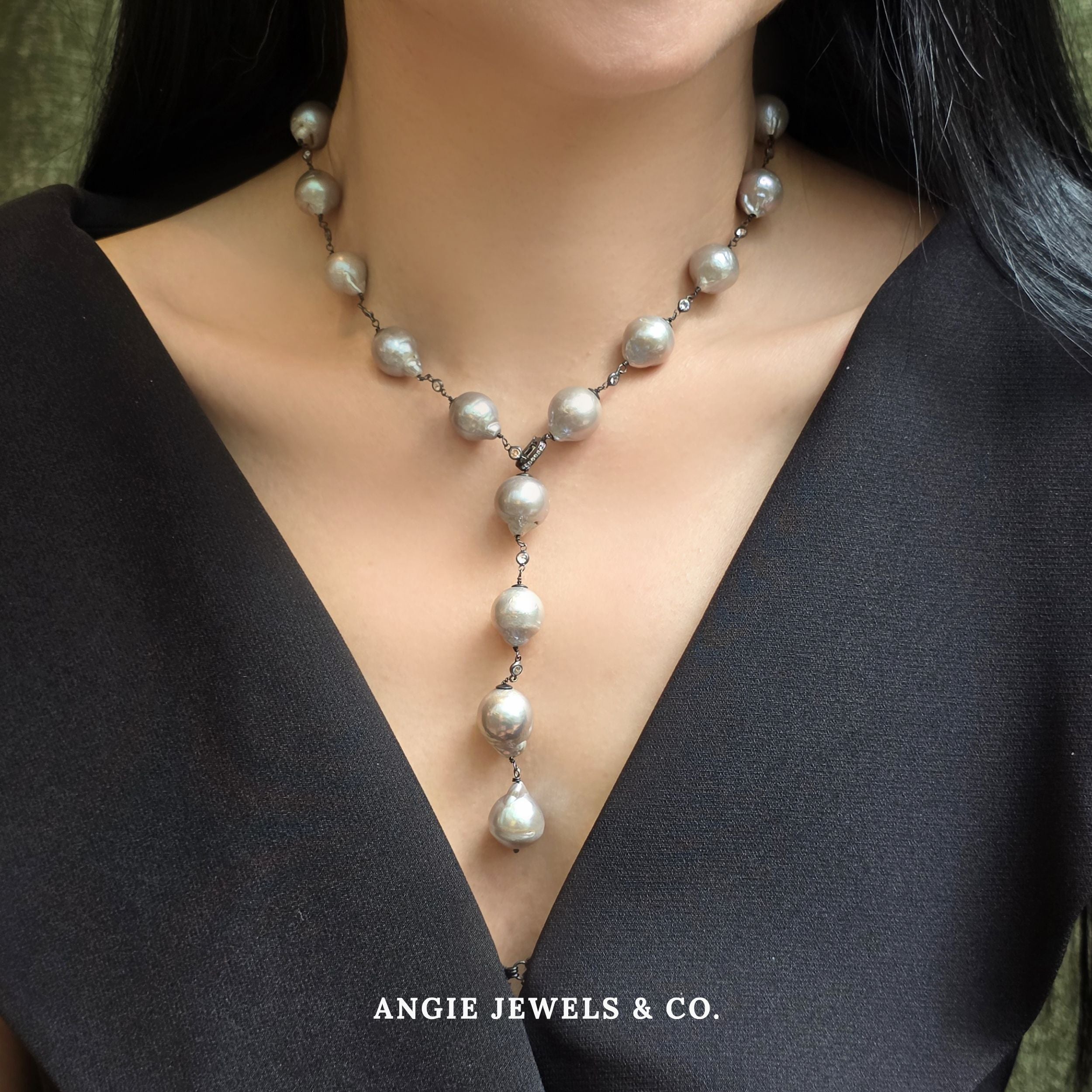 Bella Hyoid Grey Freshwater Pearl Necklace