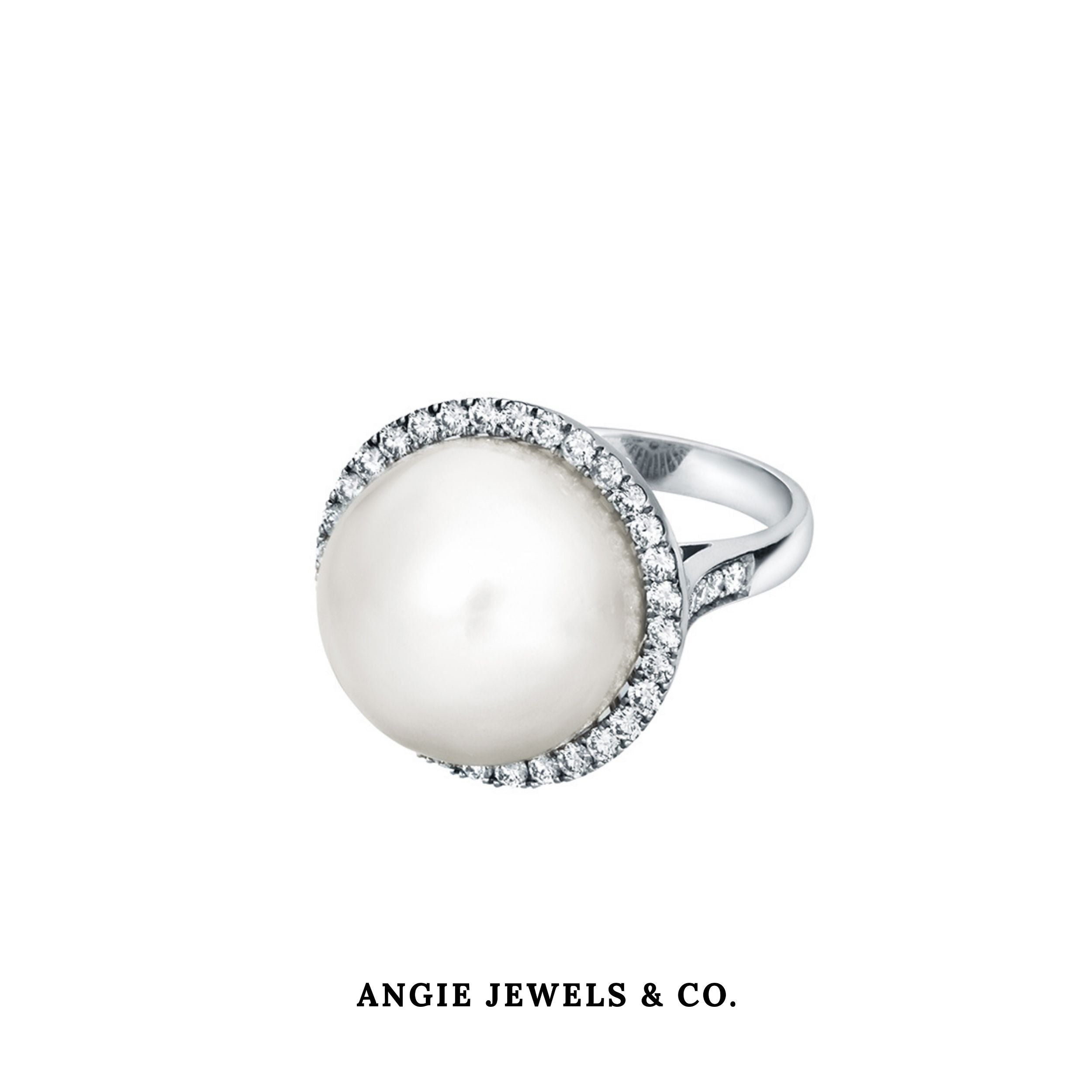 18K White Gold South Sea Pearl Diamond Ring