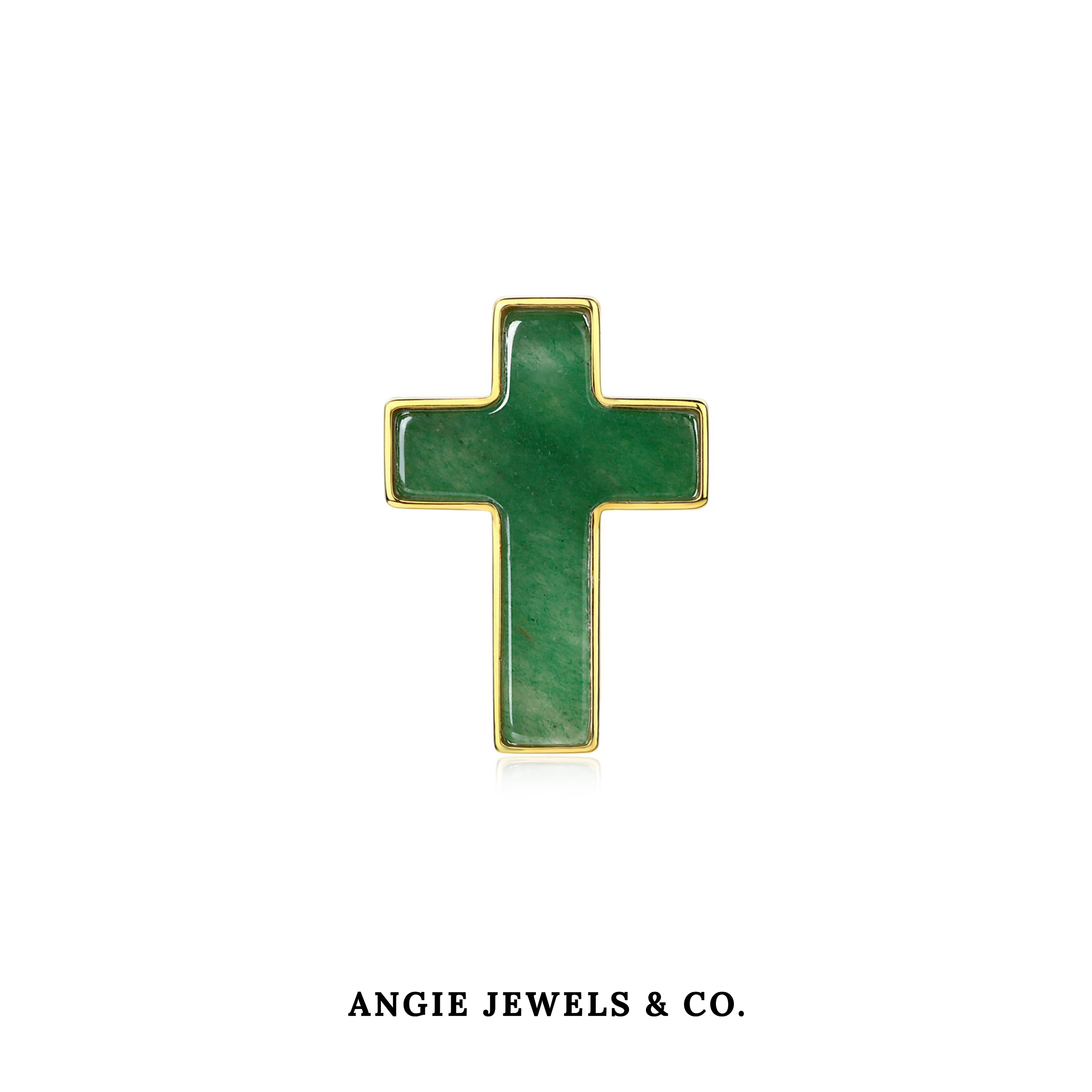 Green Aventurine Cross Brooch