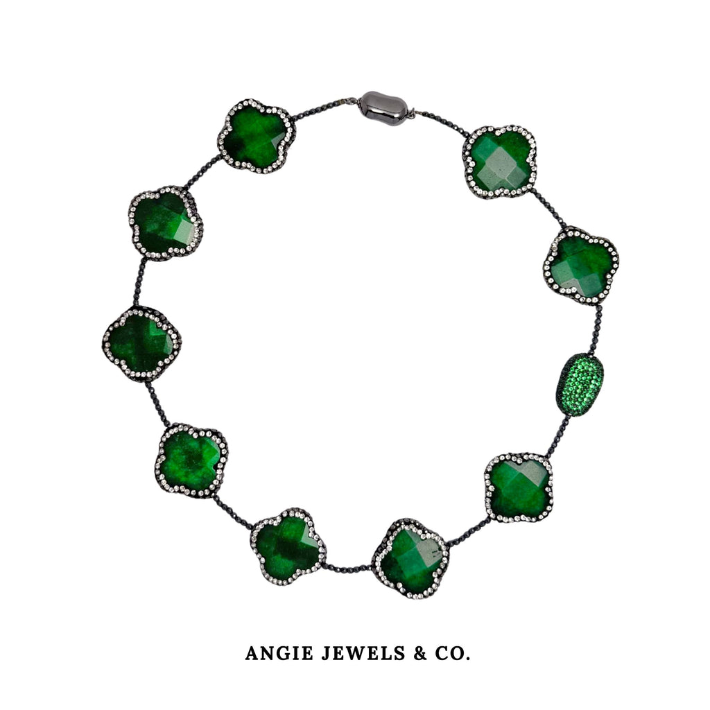 Green Lucky Clover Necklace