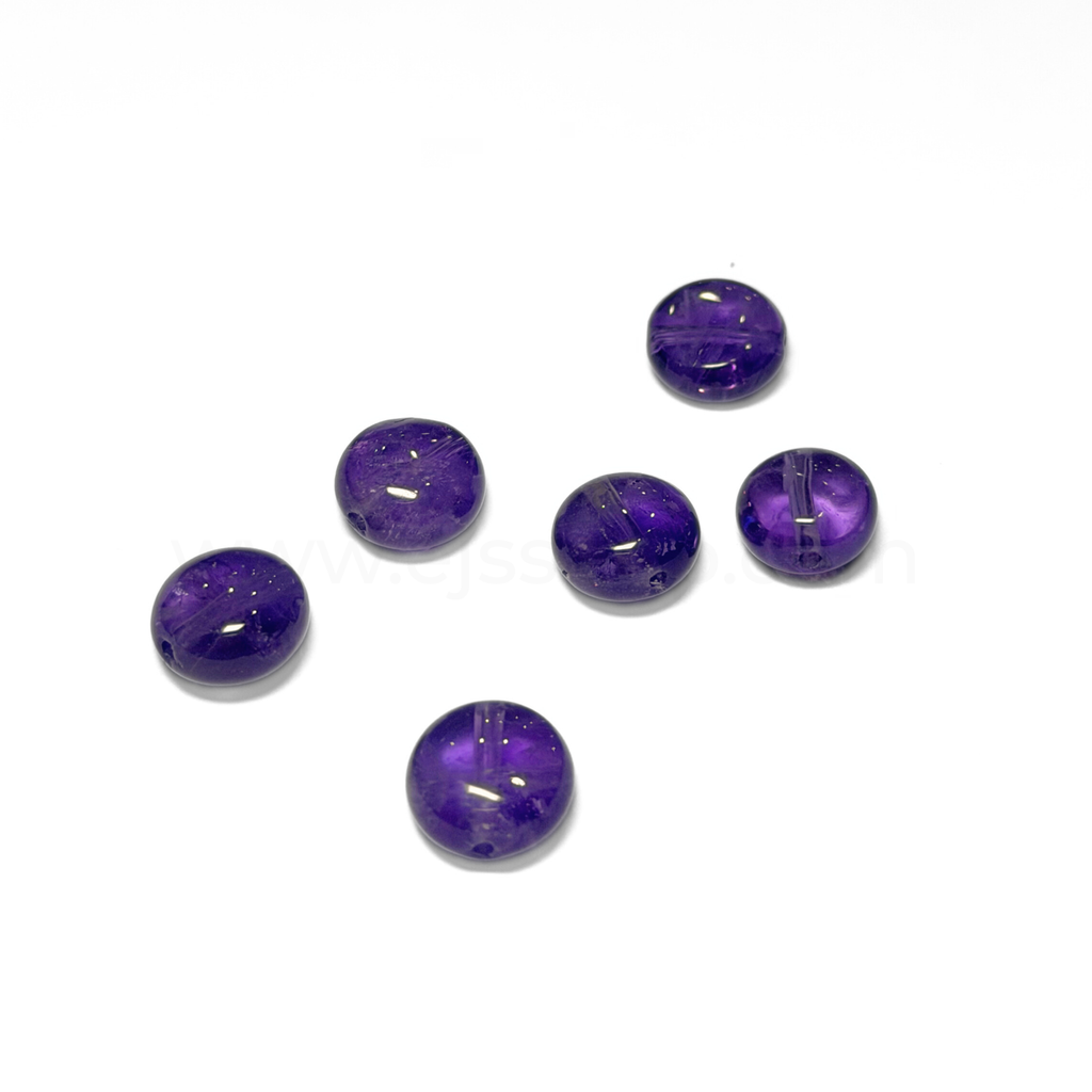 Flat Round Amethyst Button 9mm