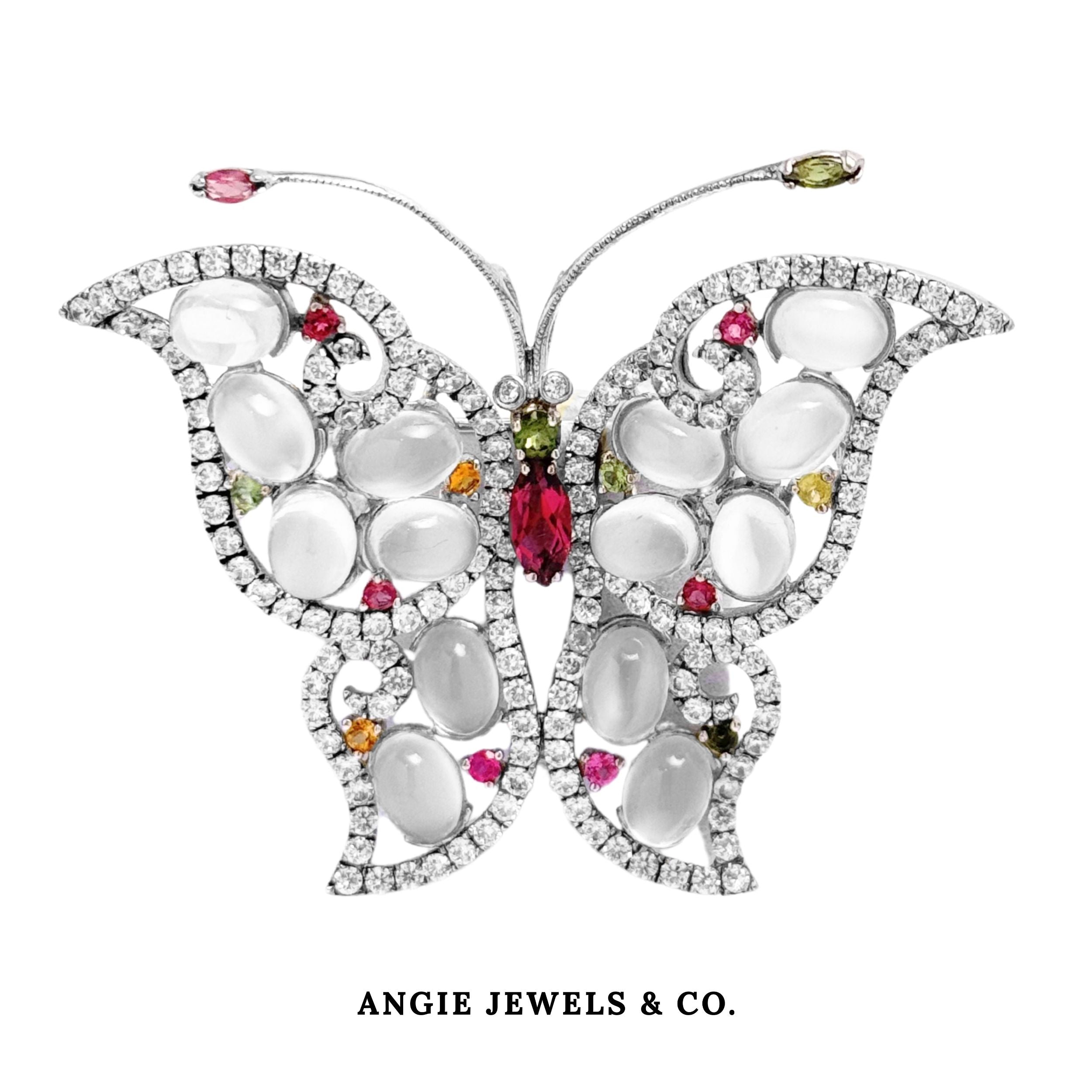 Bailora Moonstone Tourmaline Brooch