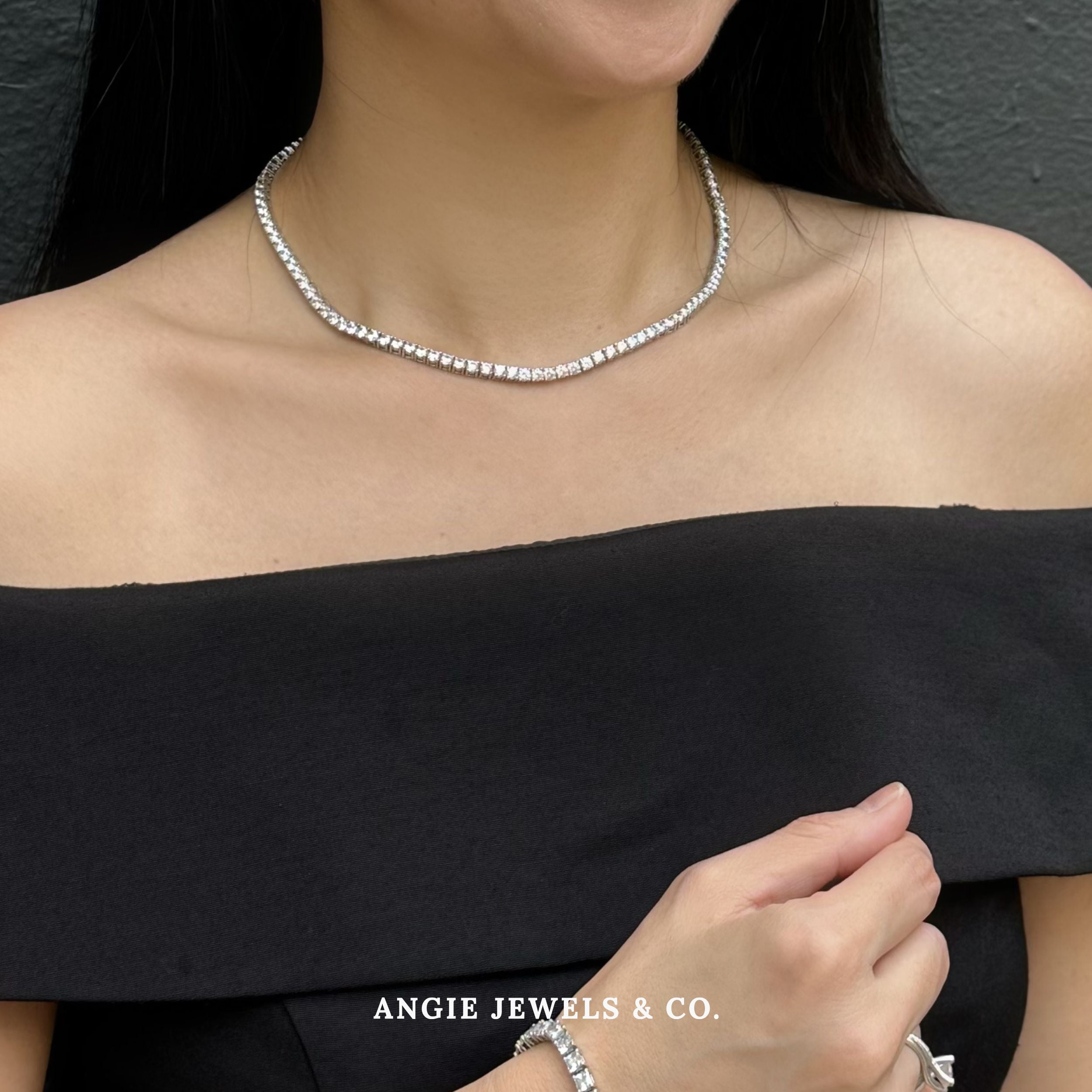 Classic Princess Cut Tennis Necklace Made With Swarovski