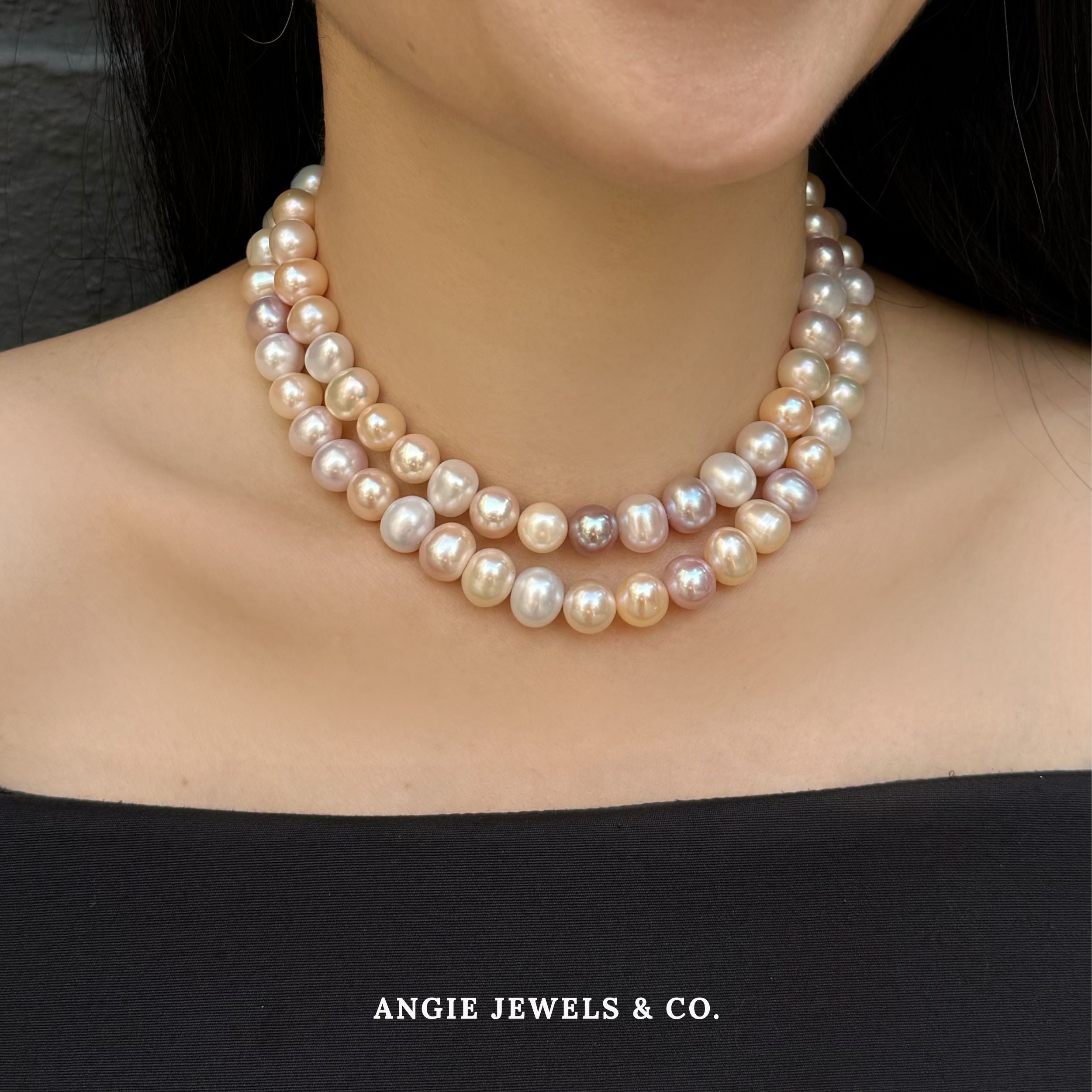 Corto 2 Layer Necklace with Pastel Freshwater Pearls