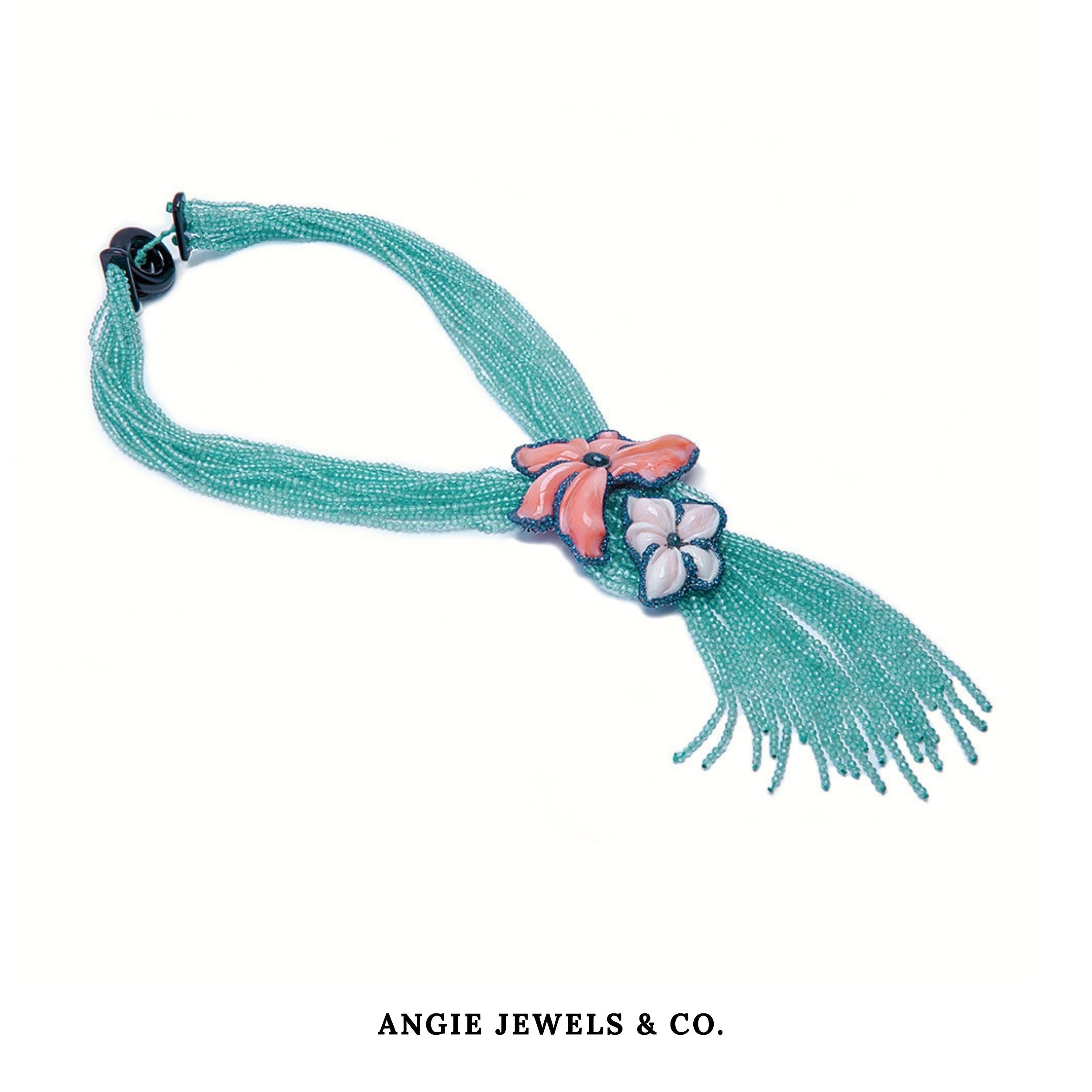 Aquamarine Sapphire Coral Necklace