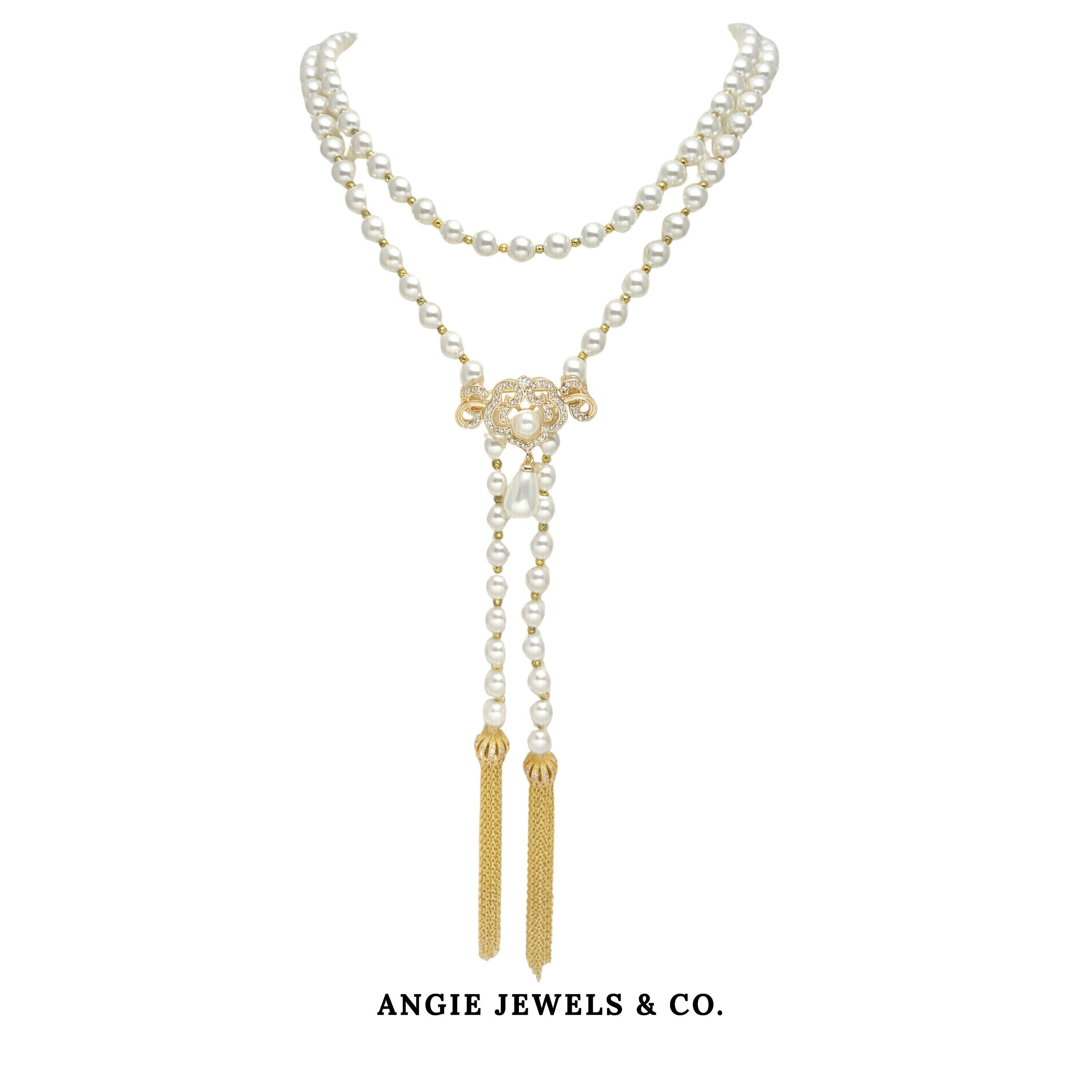 Riata Rice Shell Pearl Necklace