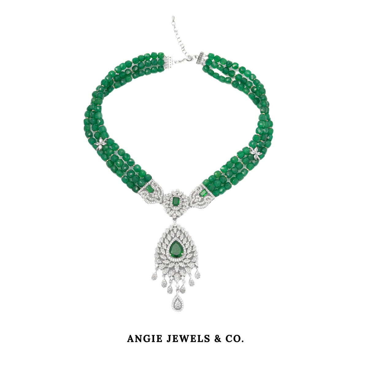 Peacock Green Agate Necklace