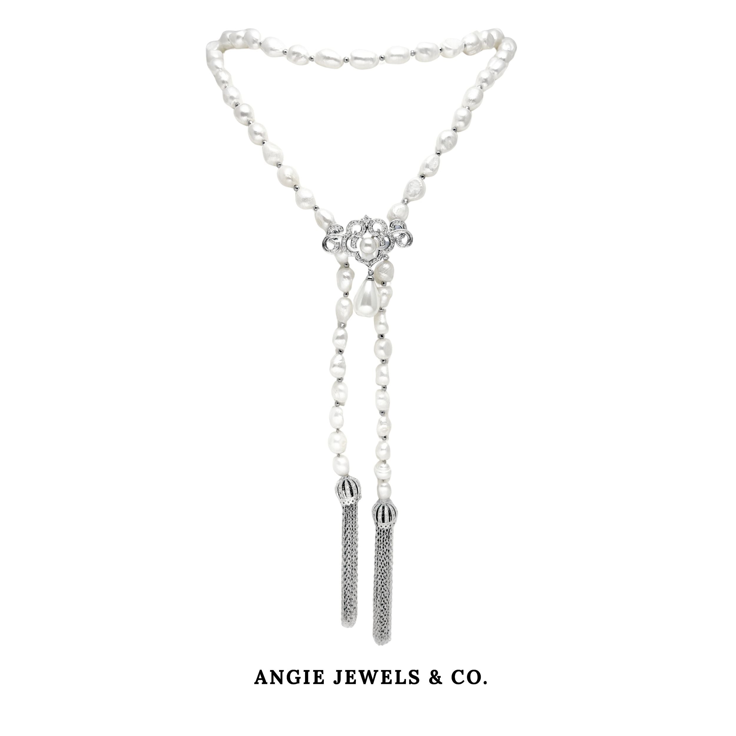 Riata Rice Freshwater Pearl Necklace 8-9mm