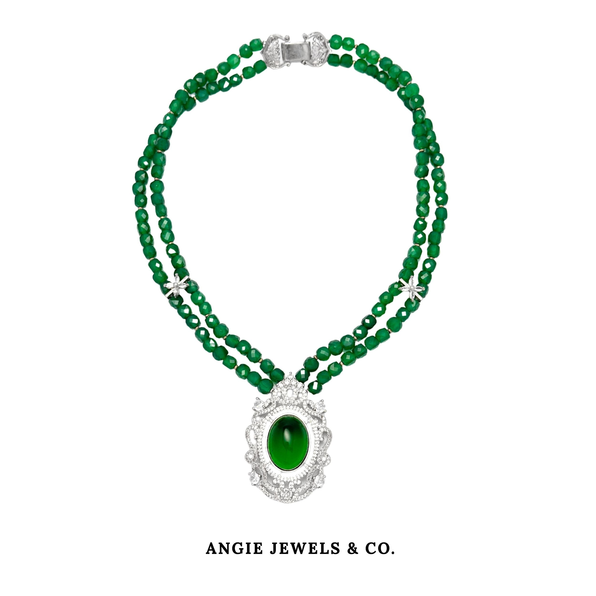Majestic Necklace in Green Agate