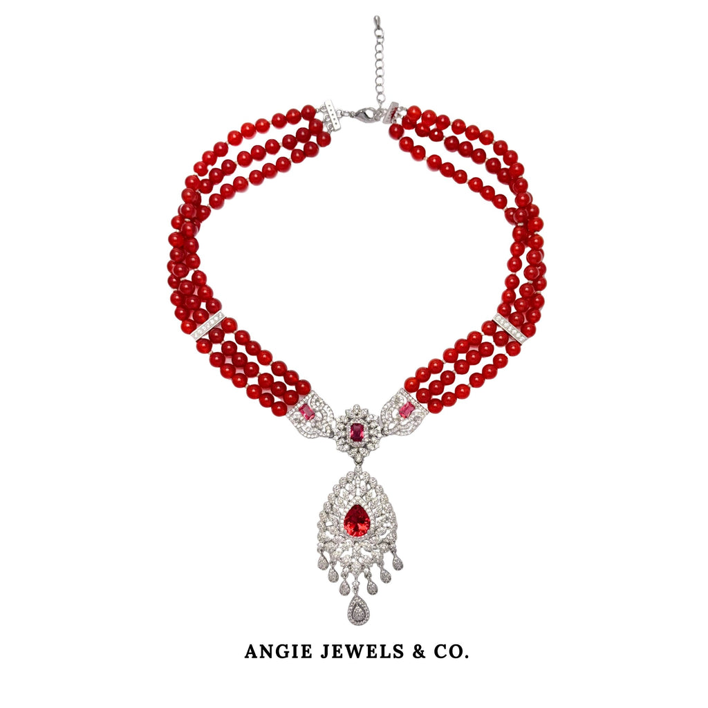 Peacock Red Agate Necklace