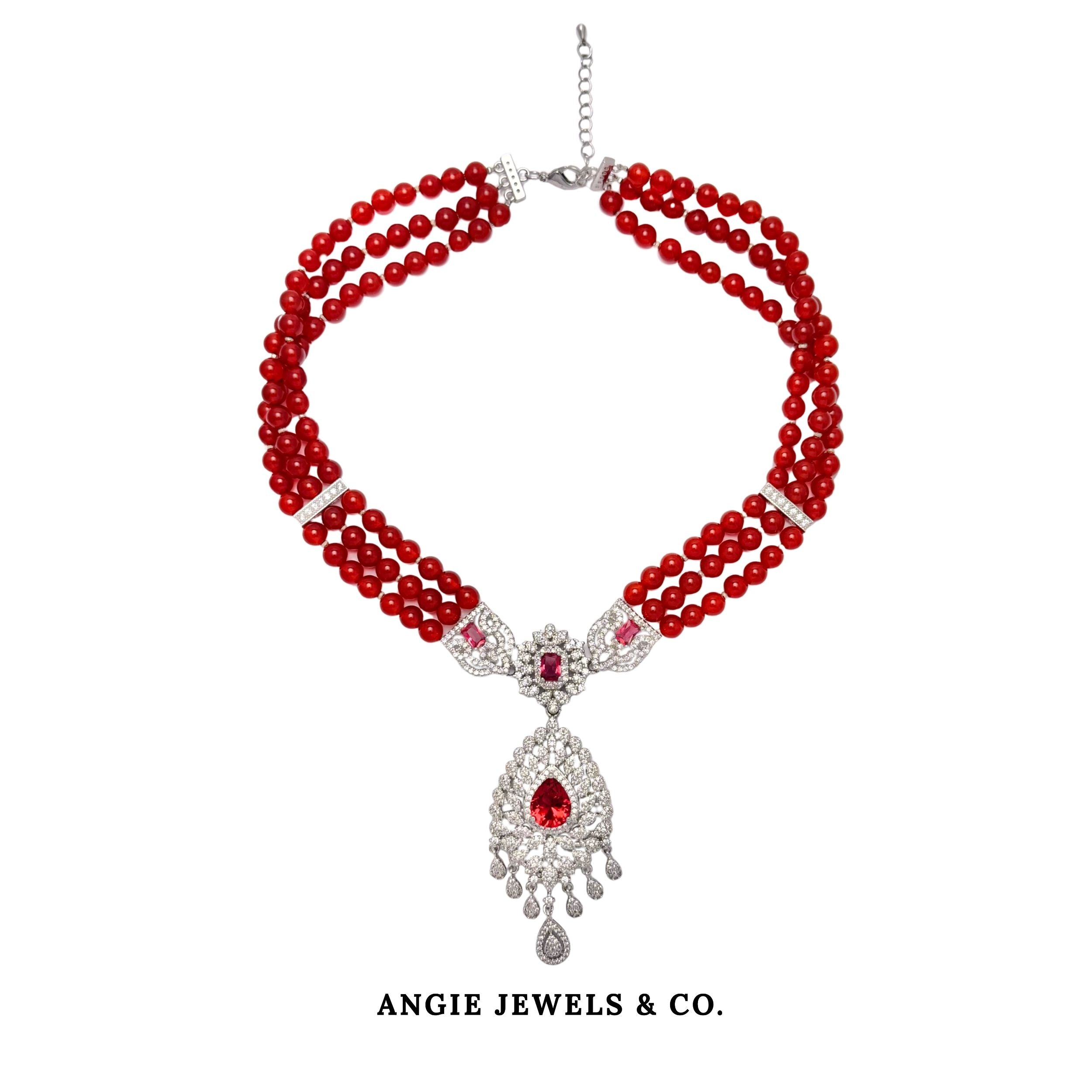 Peacock Red Agate Necklace