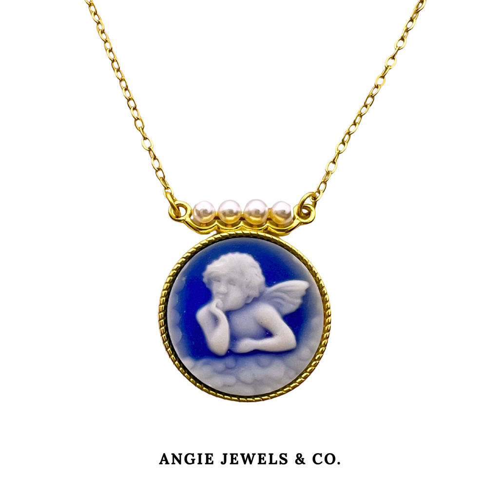 Angel Pearl Cameo Pendant Necklace In S925