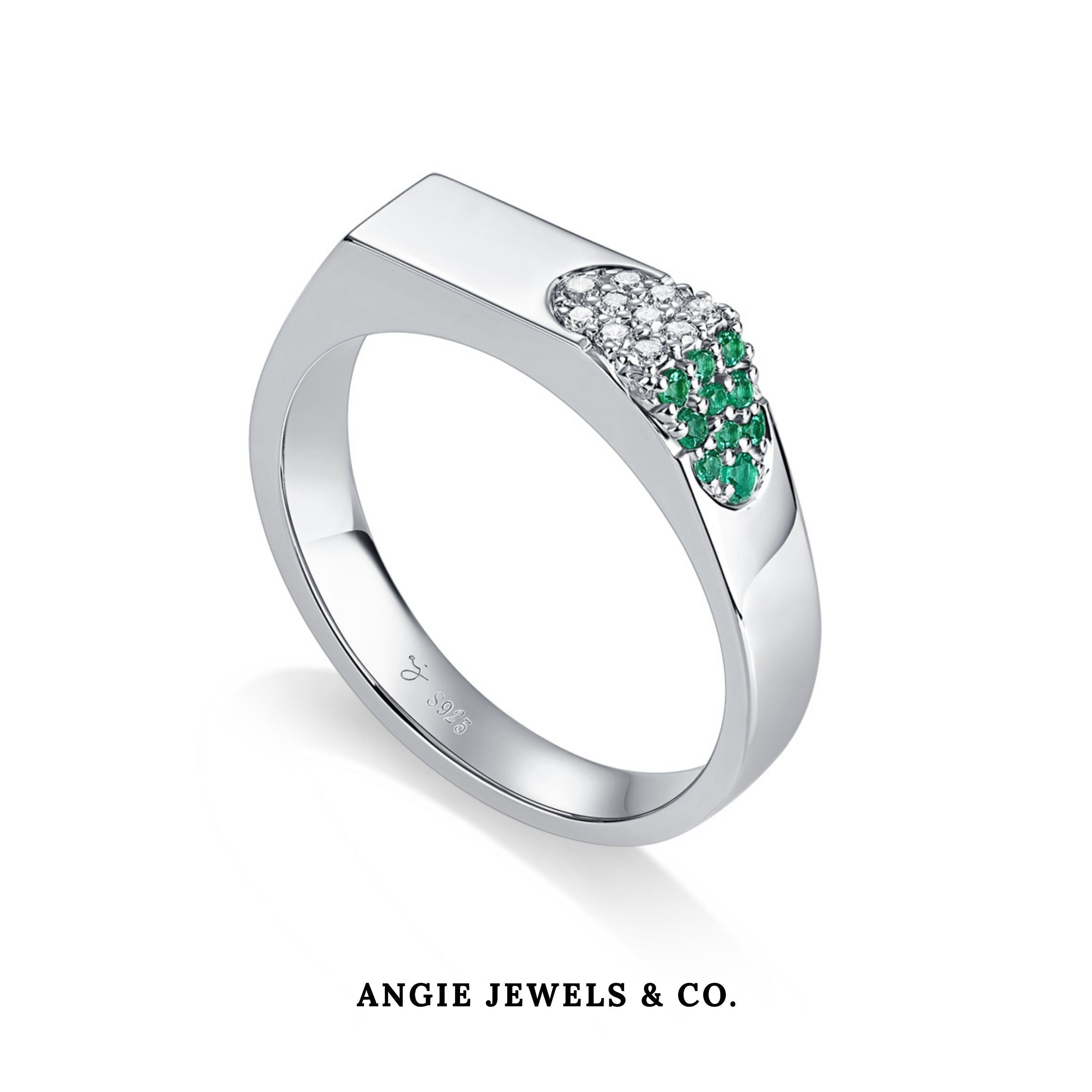 Sterling Silver Smeraldo Ring with Diamonds
