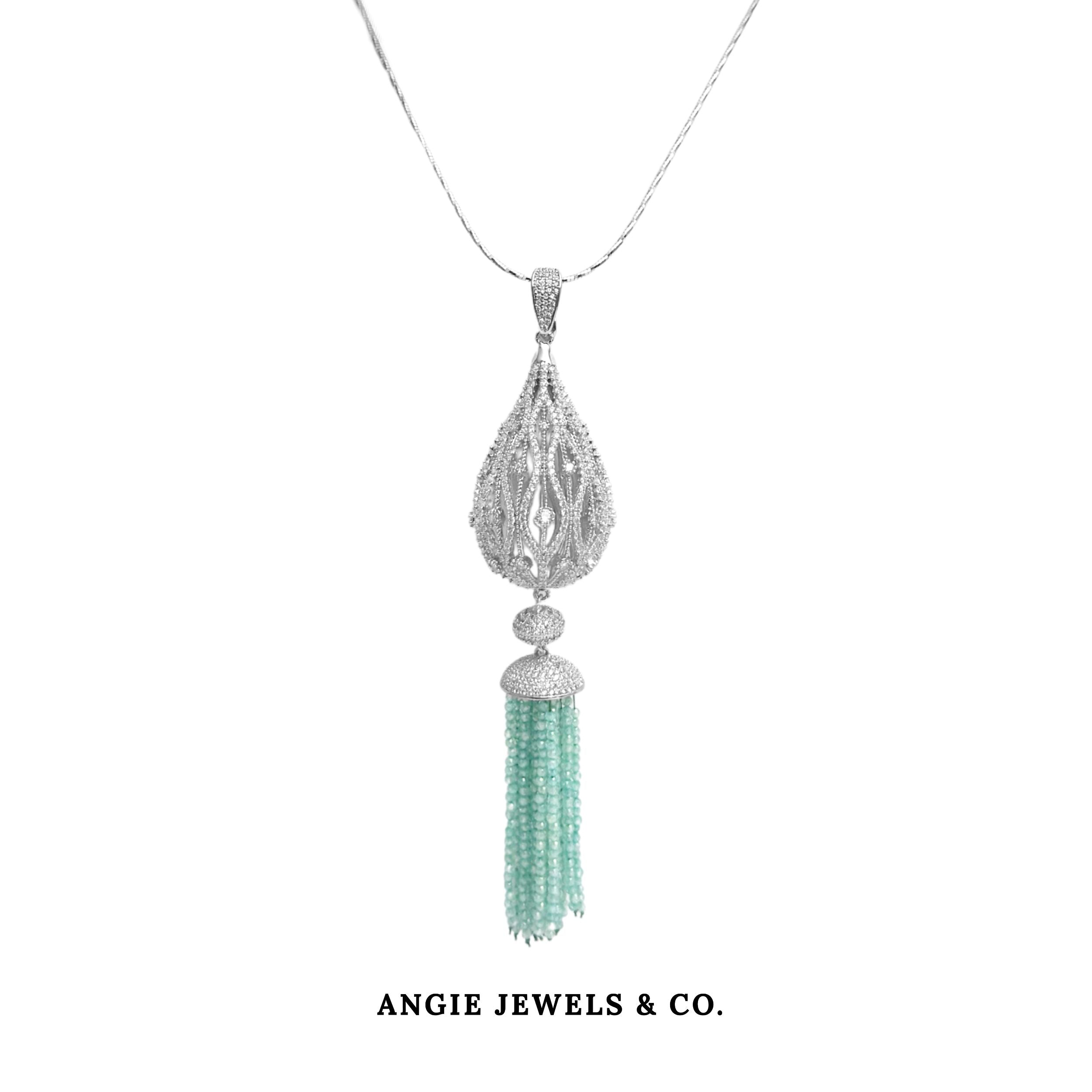 Acqua Tassel Pendant Necklace