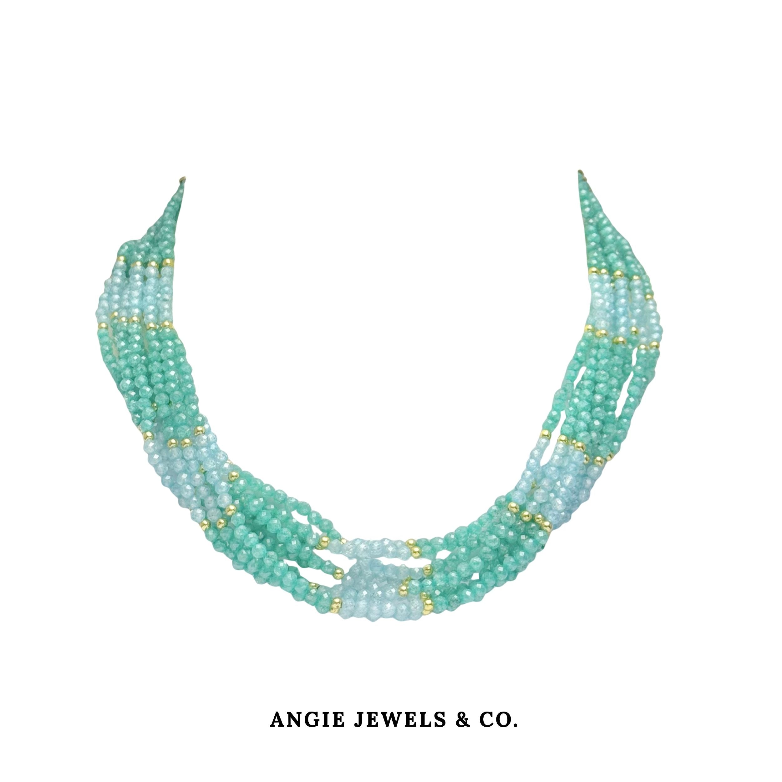 Azure Choker with Amazonite and Blue Zircon in S925 Silver