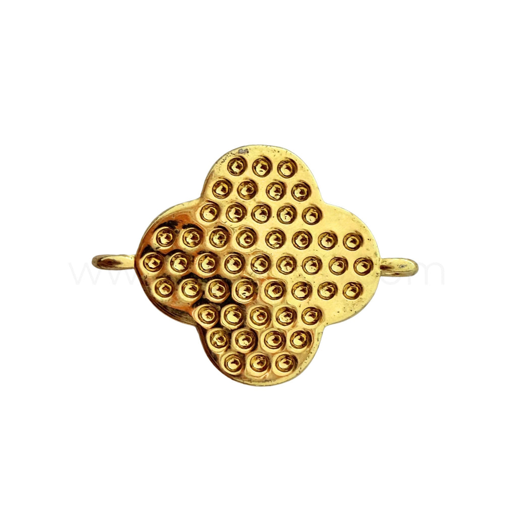 Clover Connector Black Agate in Gold Tone