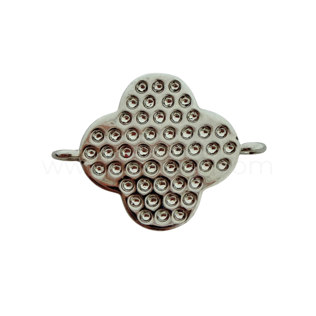 Clover Connector Mother of Pearl Shell in Silver Tone