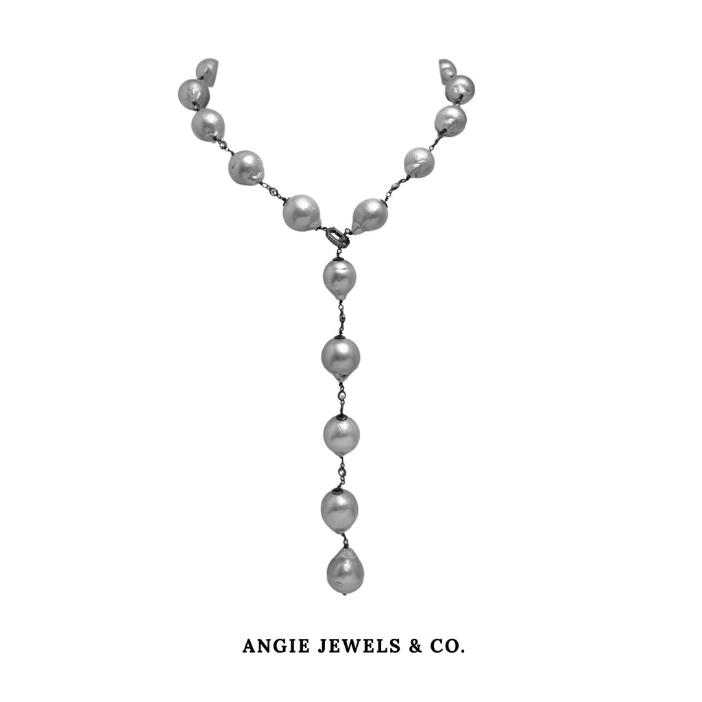 Bella Hyoid Grey Freshwater Pearl Necklace