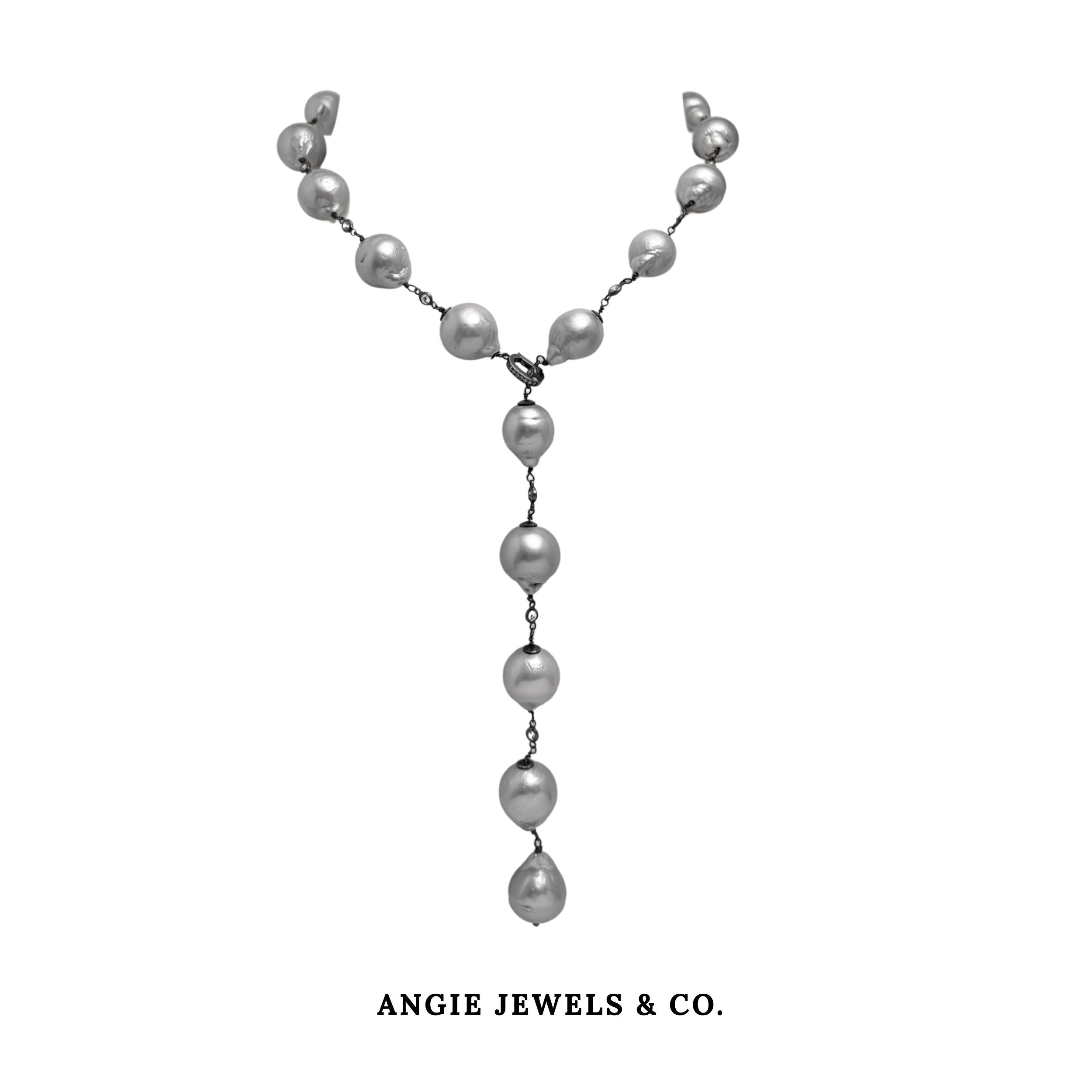 Bella Hyoid Grey Freshwater Pearl Necklace
