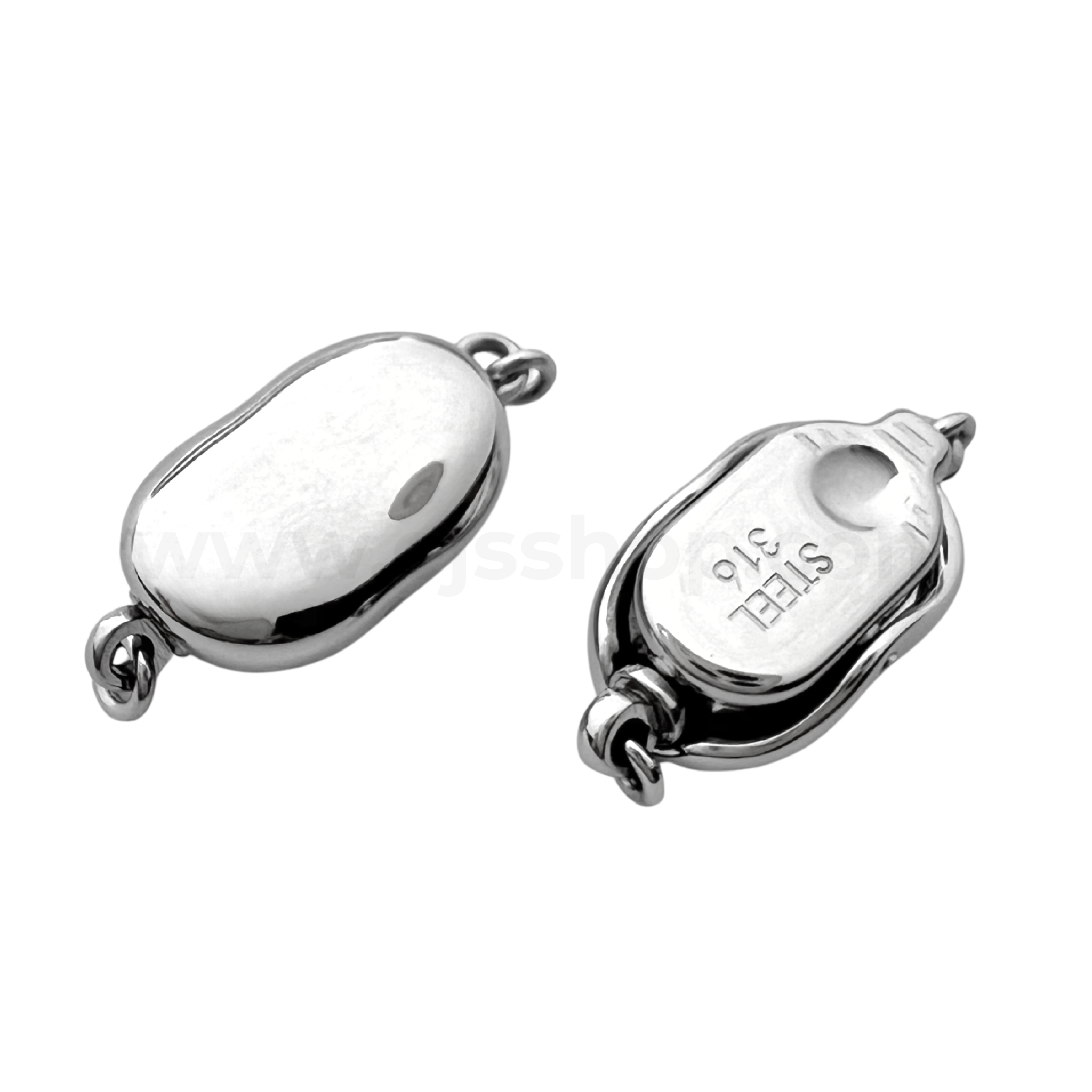 Bean Push In Clasps (Stainless Steel)