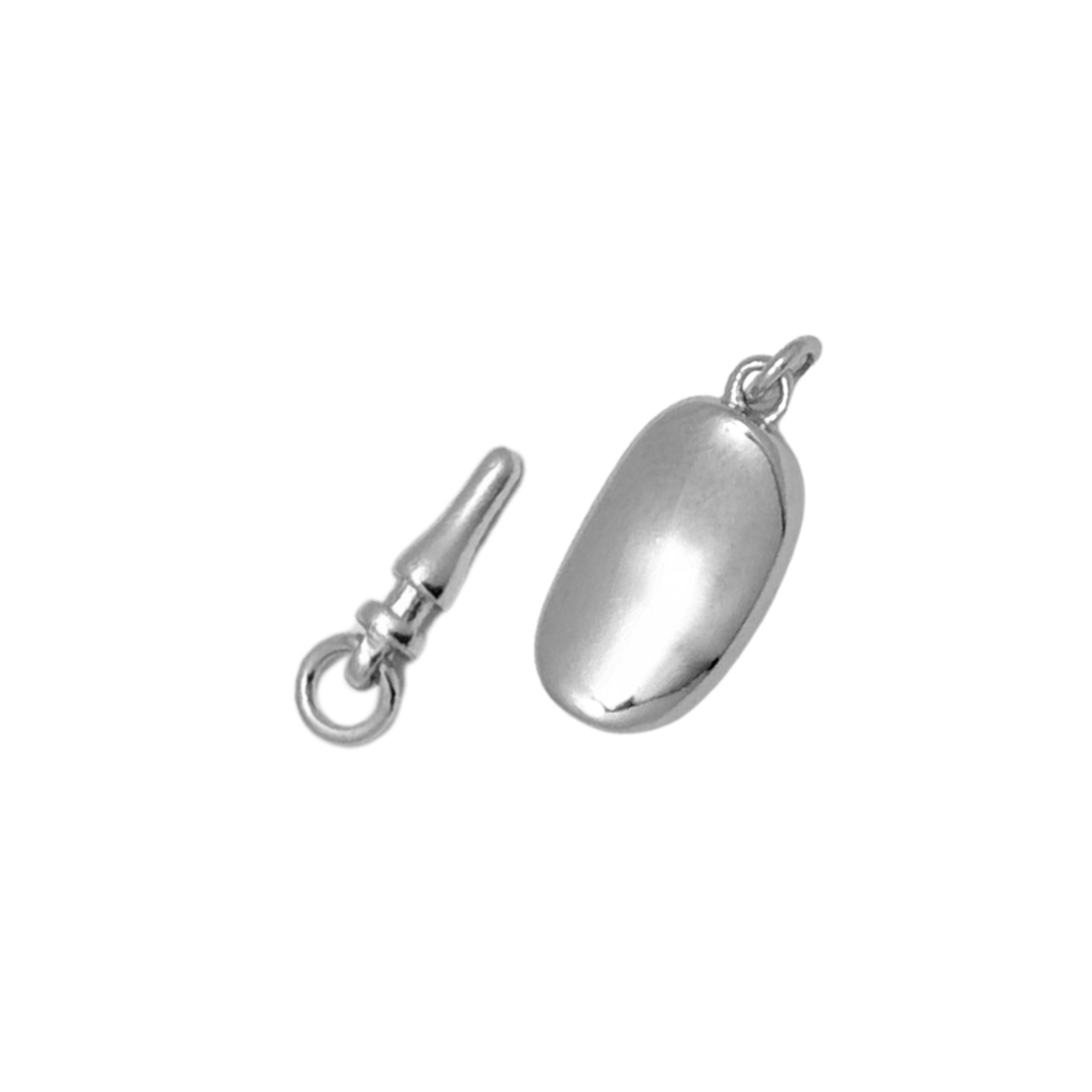 Bean Push in Clasp in Sterling Silver 925
