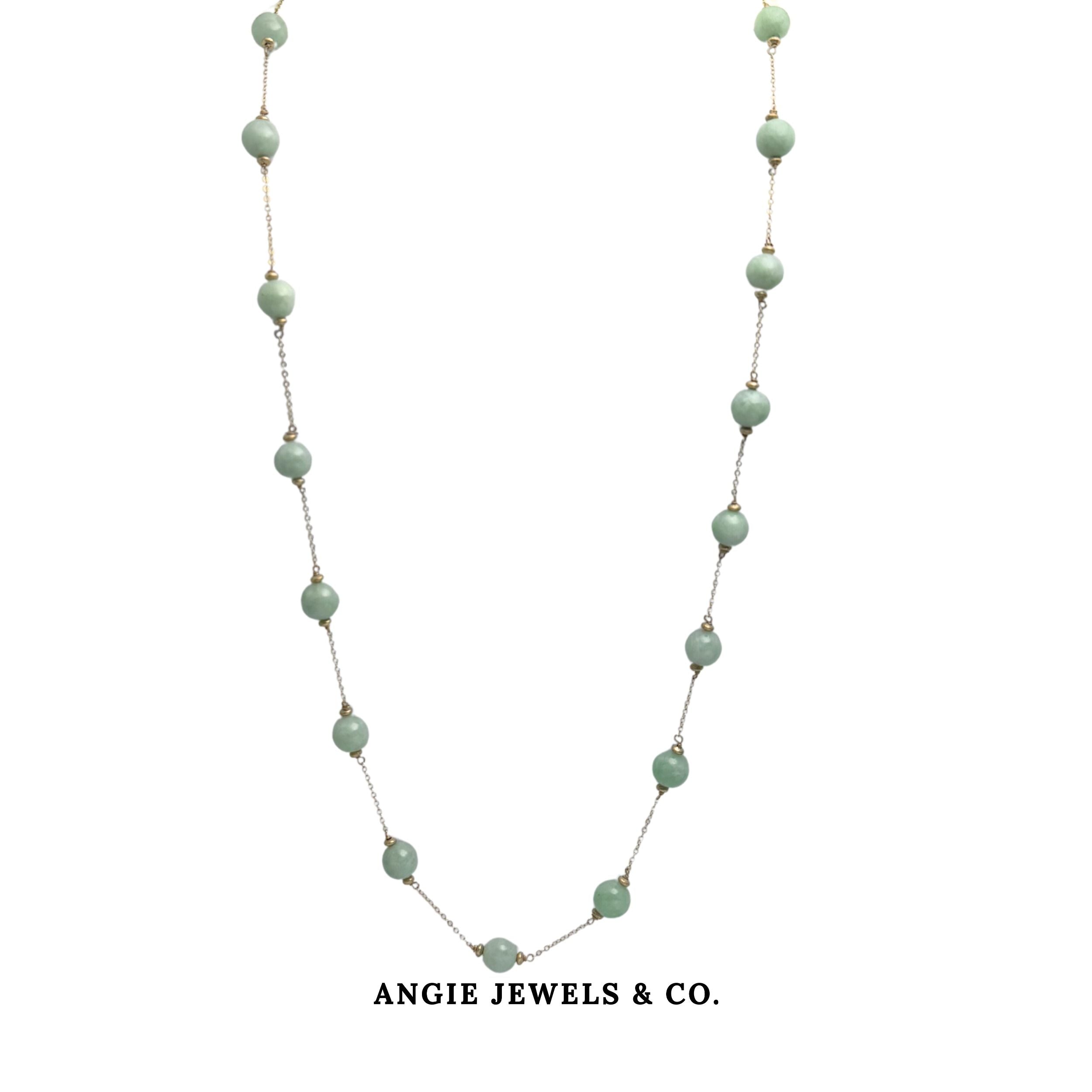 Bella Espasse Endless Jade Necklace in 14K Gold Filled
