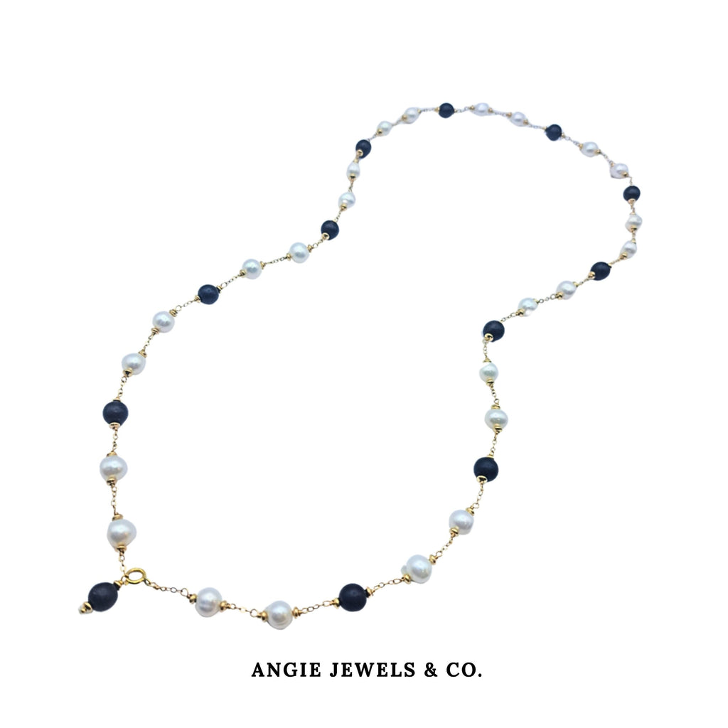 Bella Freshwater Pearl and Agarwood Necklace