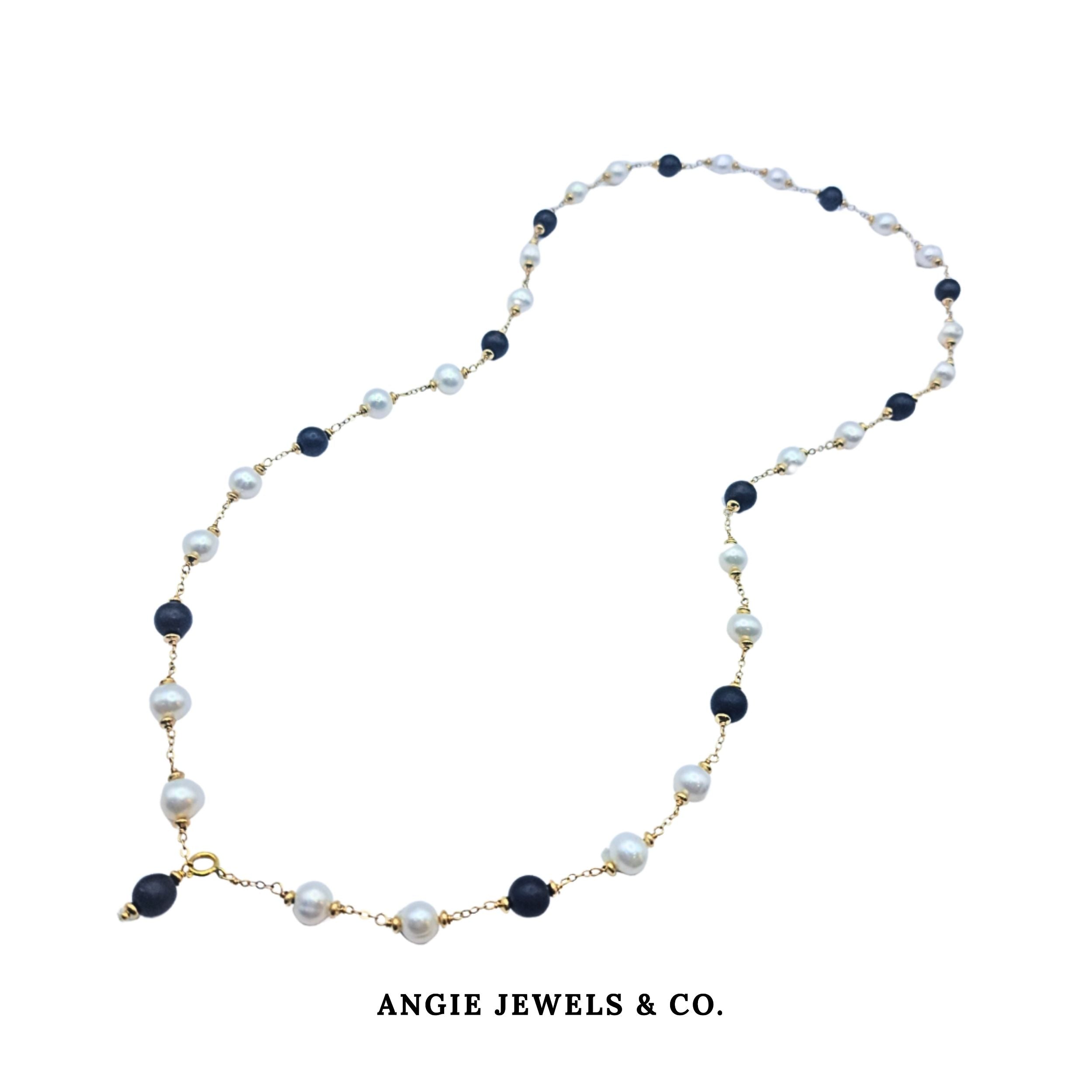 Bella Freshwater Pearl and Agarwood Necklace